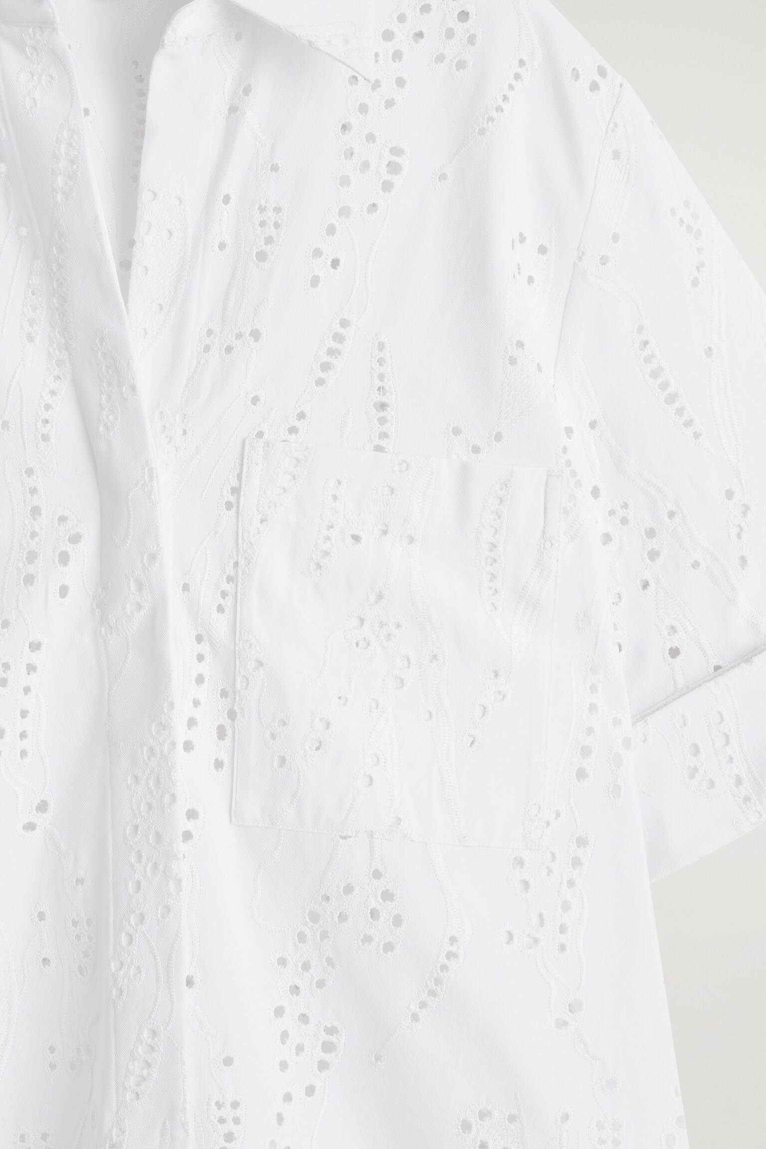 ROBE-CHEMISE BRODERIE ANGLAISE - BLANC - 6