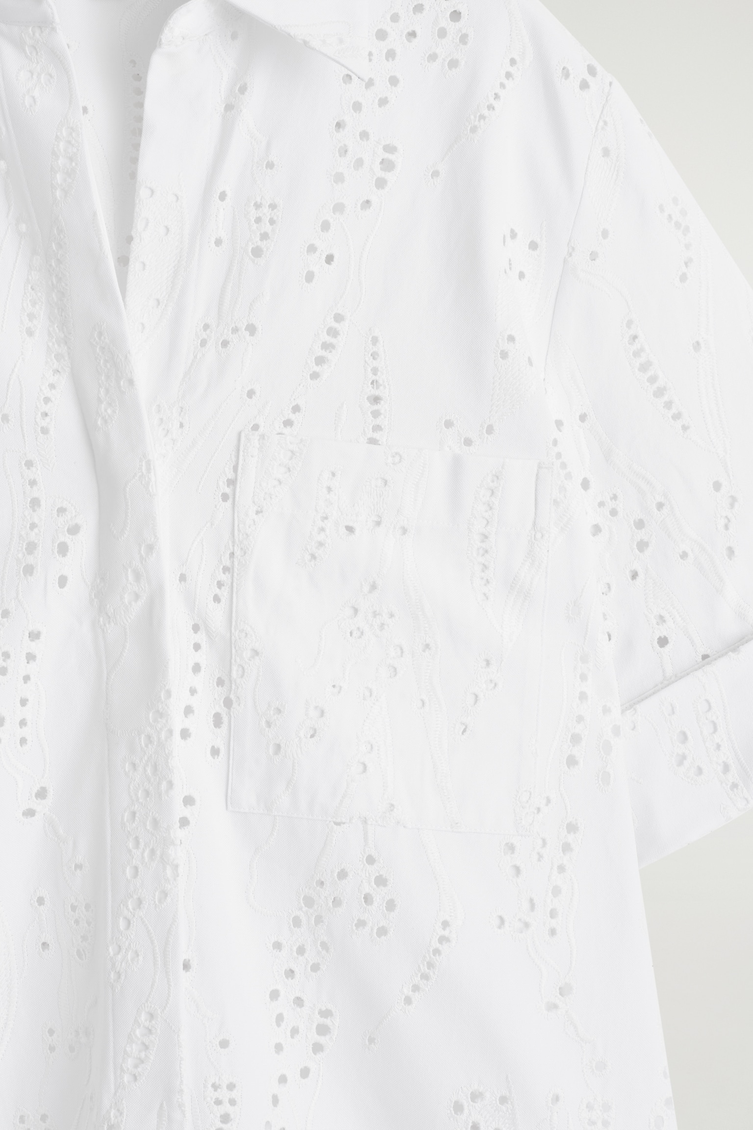 VESTIDO CAMISERO DE BORDADO INGLÉS - BLANCO - 6