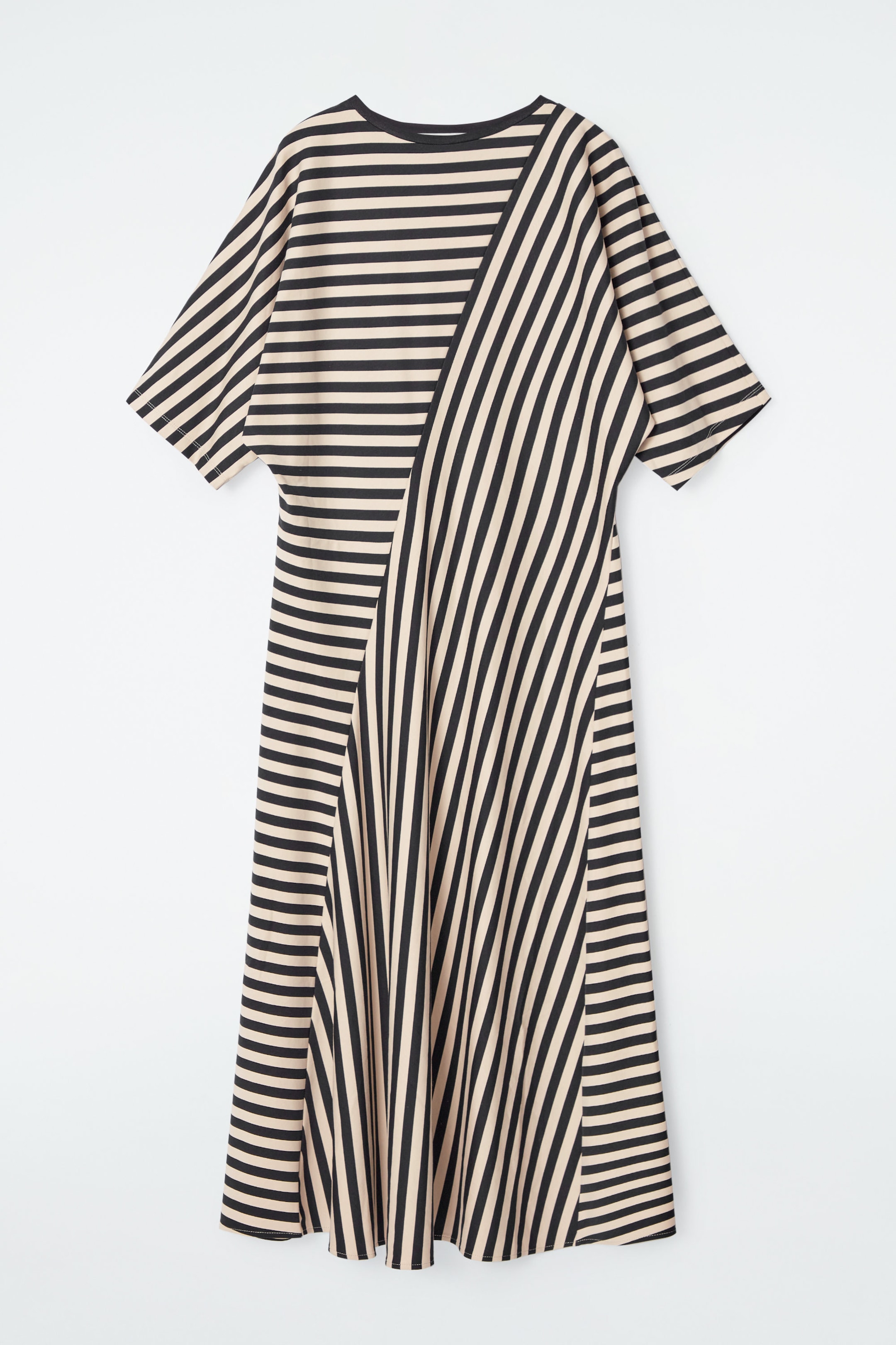 STRIPED JERSEY MIDI DRESS