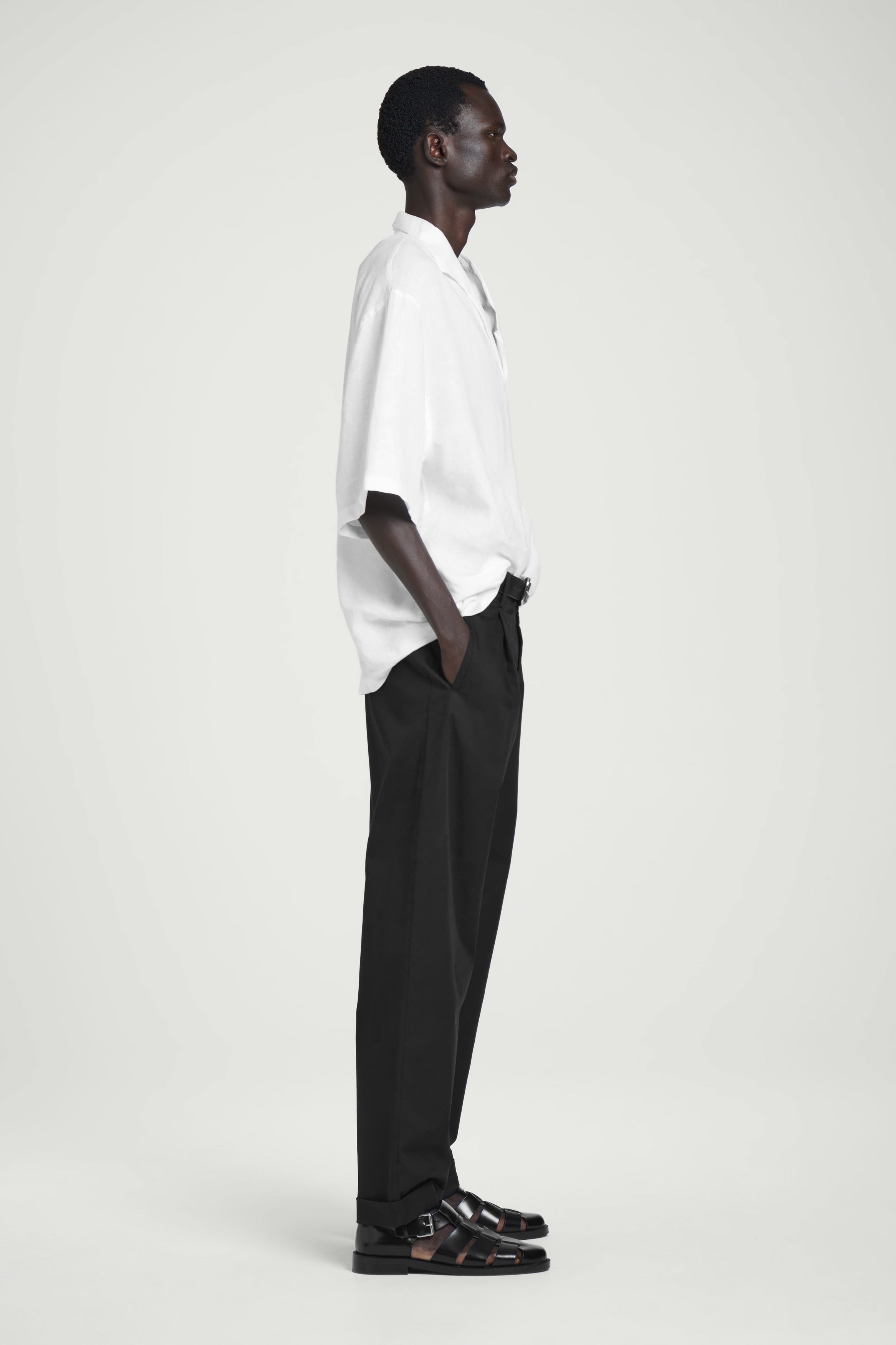 COS オープンカラーリネンシャツ opencollar linen shirt OPEN-COLLAR LINEN SHIRT - WHITE | COS
