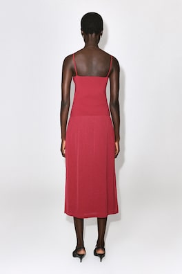 CONTRAST-PANEL MAXI DRESS — RED 3