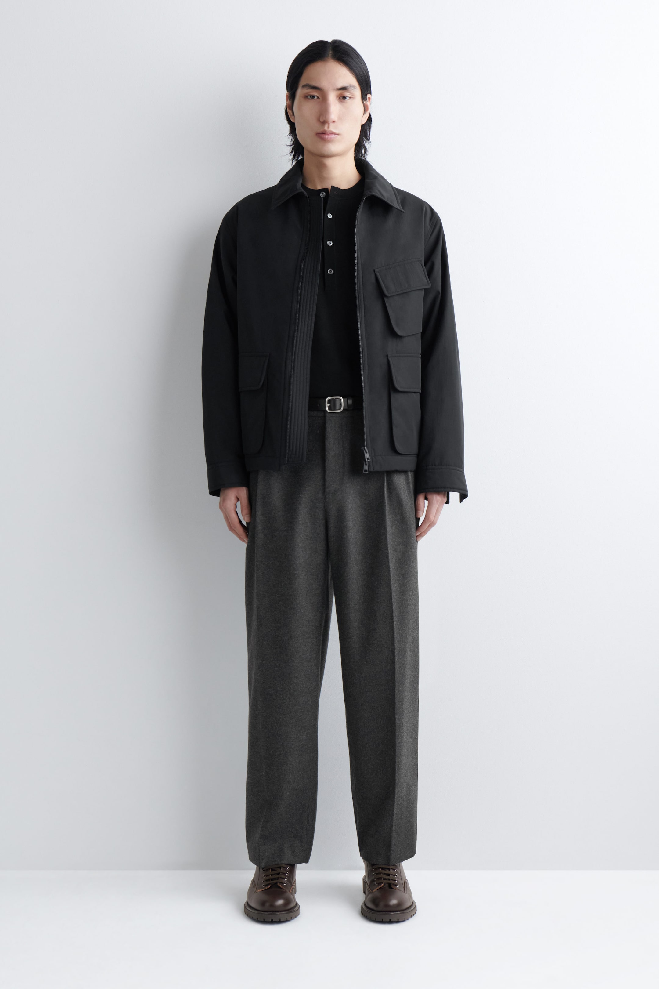 PADDED NYLON HARRINGTON JACKET