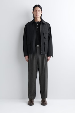 PADDED NYLON UTILITY JACKET — BLACK 1
