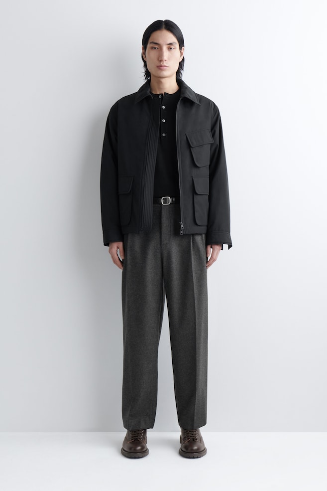 PADDED NYLON UTILITY JACKET — BLACK