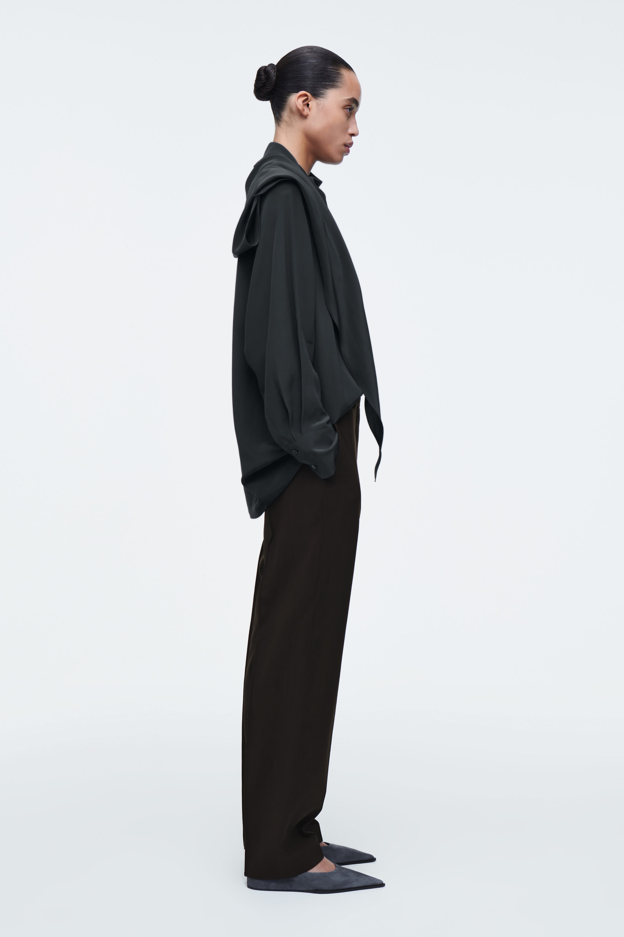 SILK SCARF-DETAIL SHIRT