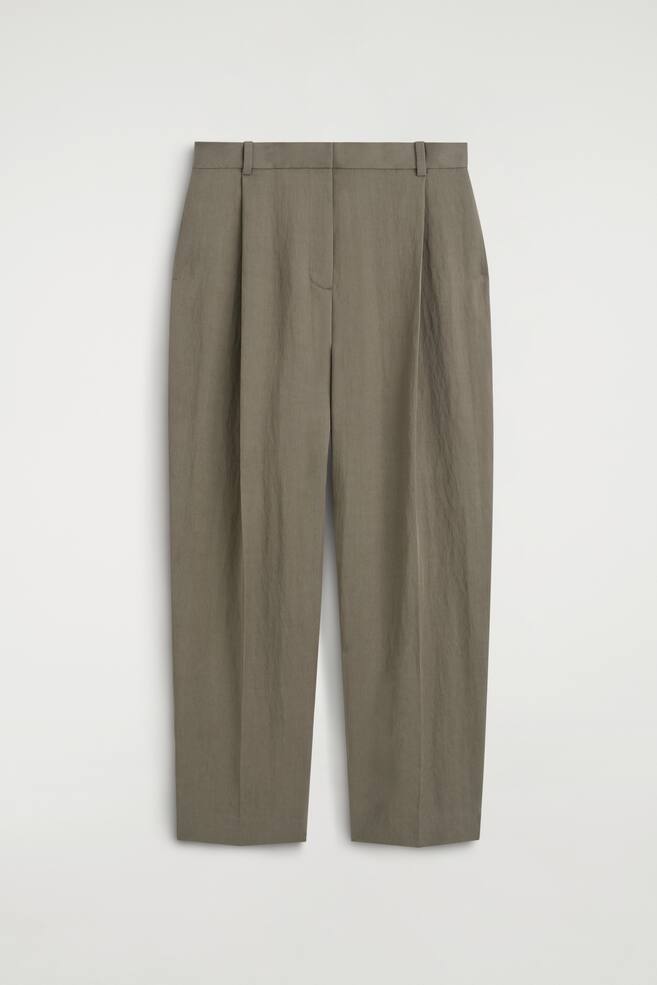FLUID PLEATED STRAIGHT-LEG TROUSERS - DARK BEIGE - 1