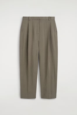 FLUID PLEATED STRAIGHT-LEG PANTS — DARK BEIGE 7