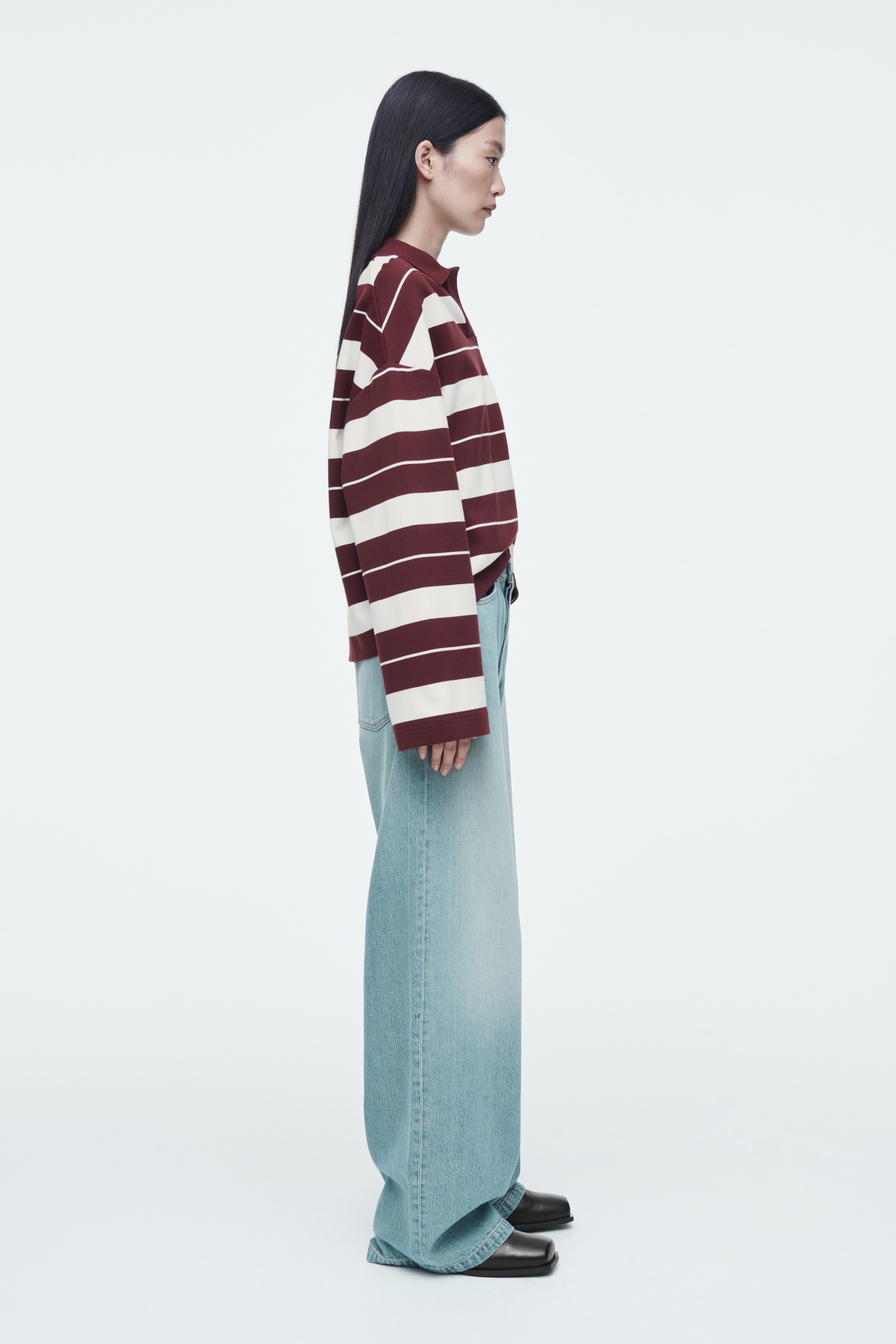 View larger image: STRIPED JERSEY RUGBY SHIRT - BURGUNDY / STRIPED - Ladies | H&M GB 3