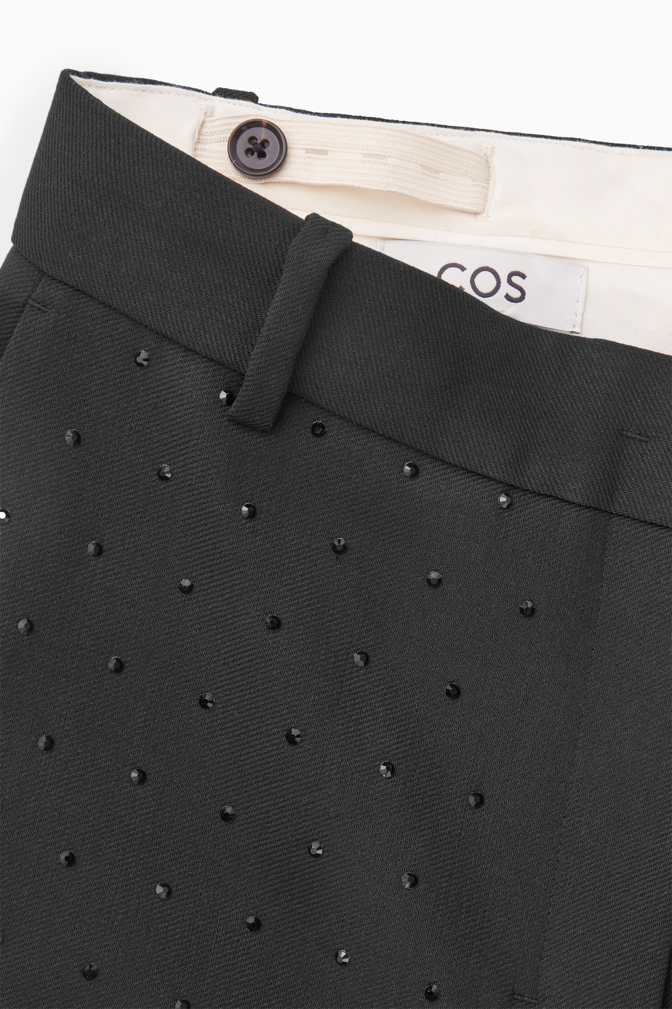 View larger image: DIAMANTÉ-EMBELLISHED WOOL-BLEND TROUSERS - BLACK - Ladies | H&M GB 2