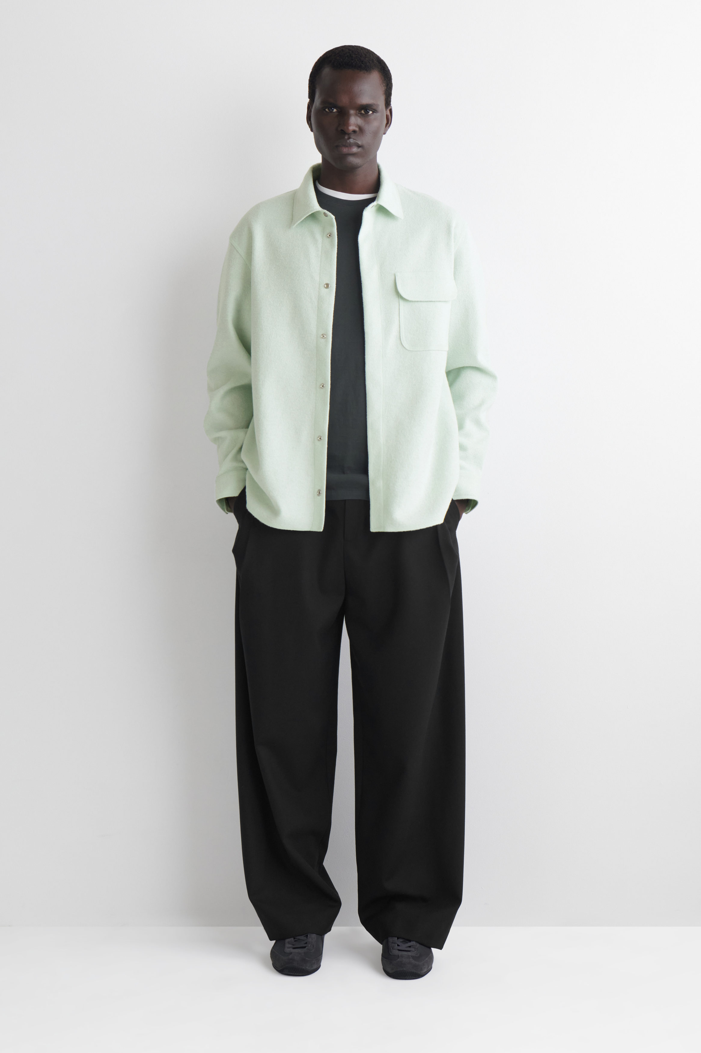 BOILED-WOOL OVERSHIRT - LIGHT GREEN | COS