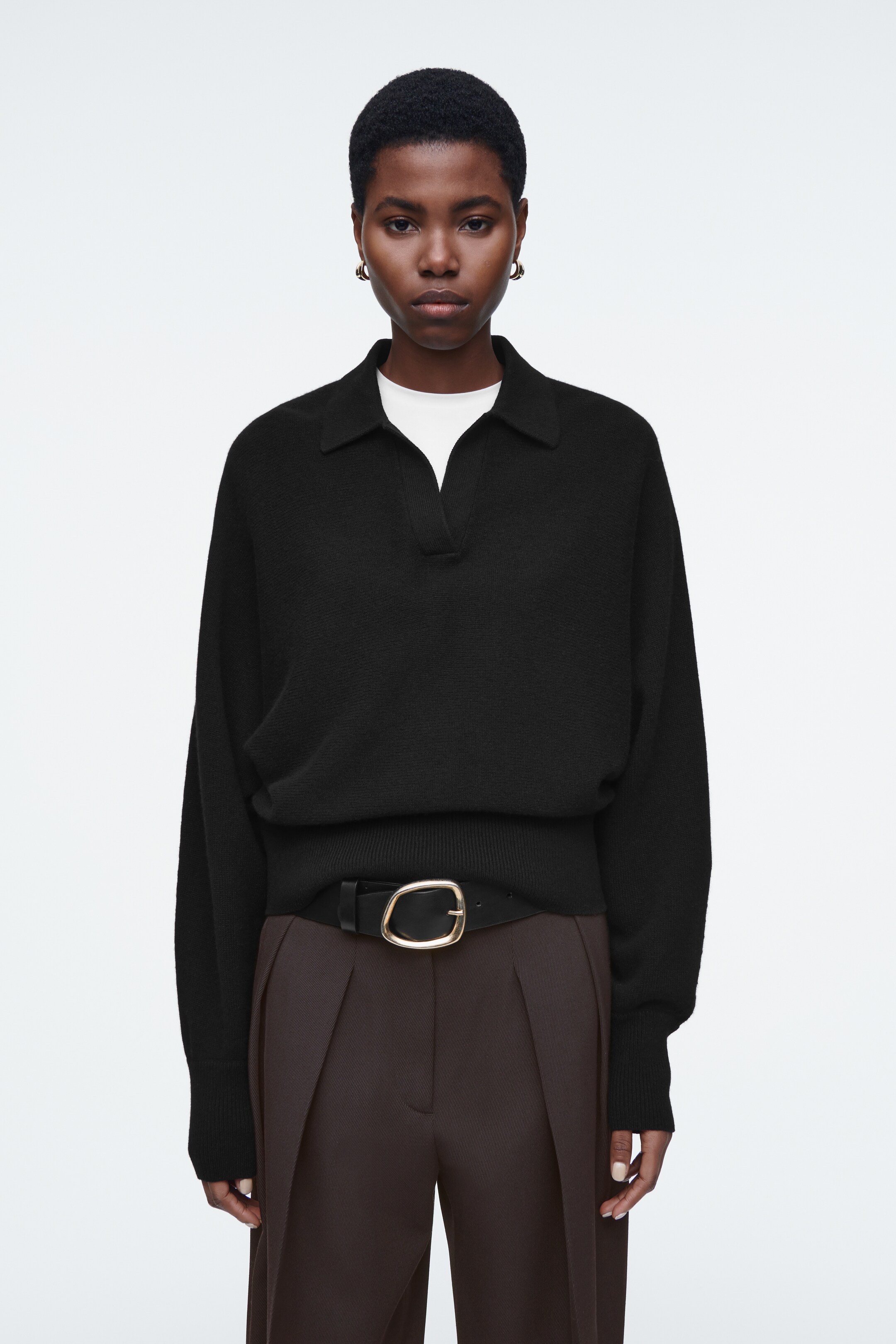 Agrandir l'image: PULL POLO MANCHES CHAUVE-SOURIS EN LAINE - NOIR - FEMME | H&M CH 1