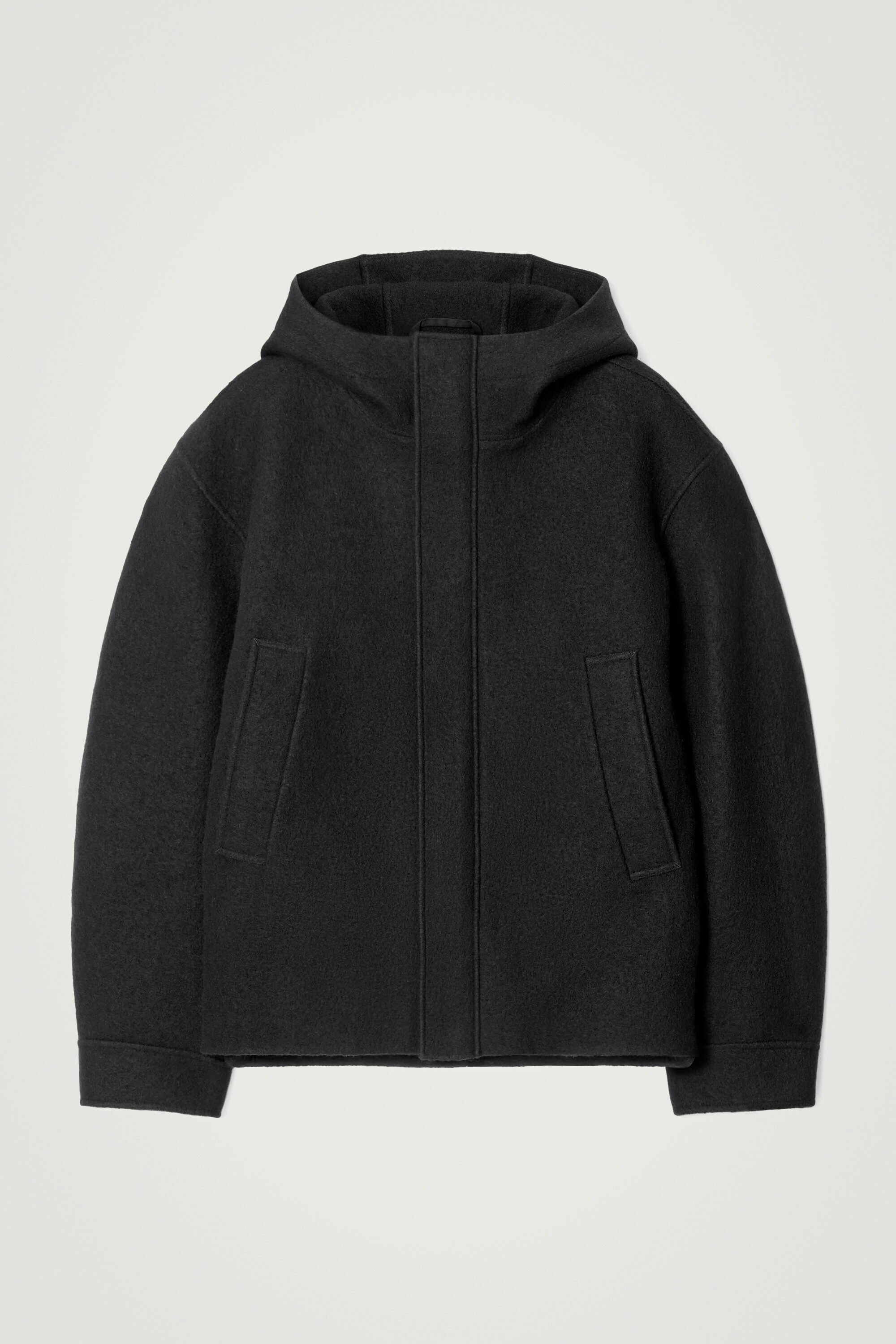 HOODED BOILED WOOL PARKA JACKET - BLACK | COS
