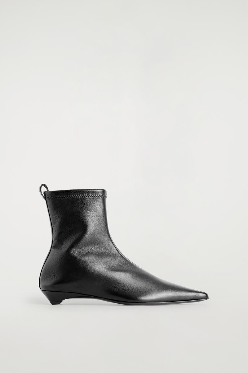 Cos Pointed Leather Sock Boots In Black