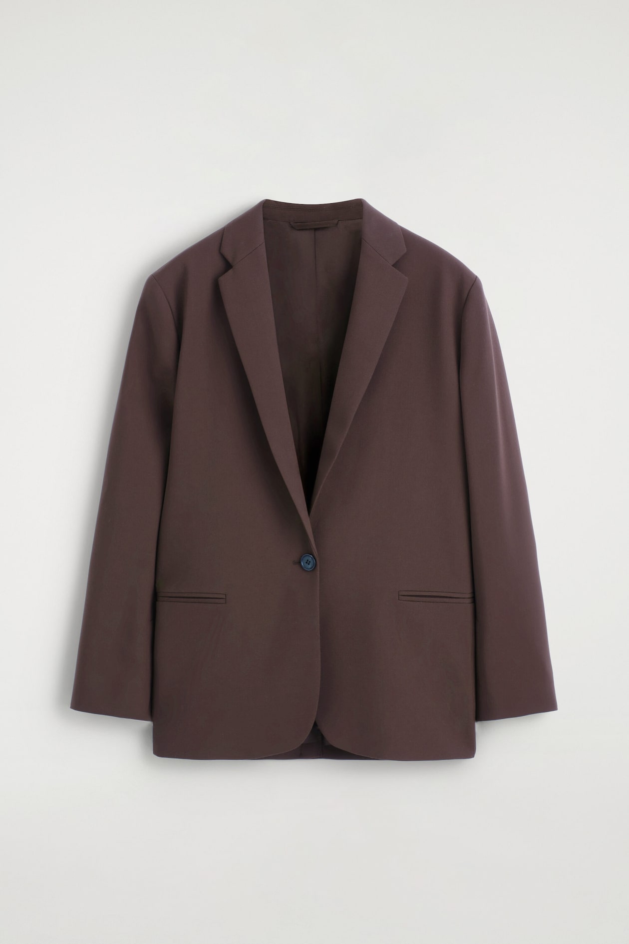 TWILL SINGLE-BREASTED BLAZER — DARK BROWN