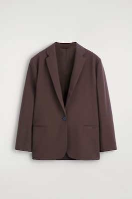 TWILL SINGLE-BREASTED BLAZER — DARK BROWN 9