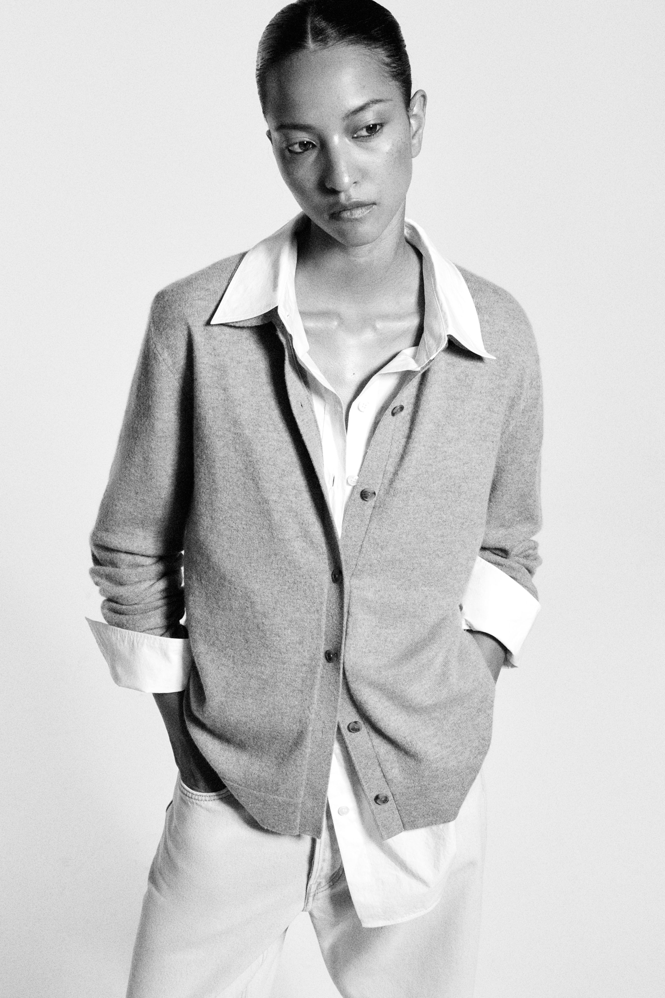 View larger image: CASHMERE SHIRT - GREY MÉLANGE - Ladies | H&M GB 1