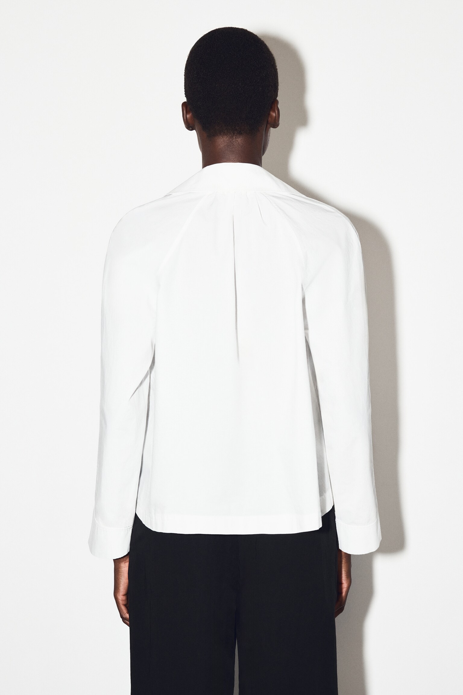 CAMICIA ARRICCIATA IN COTONE PIMA - BIANCO/NERO - 6