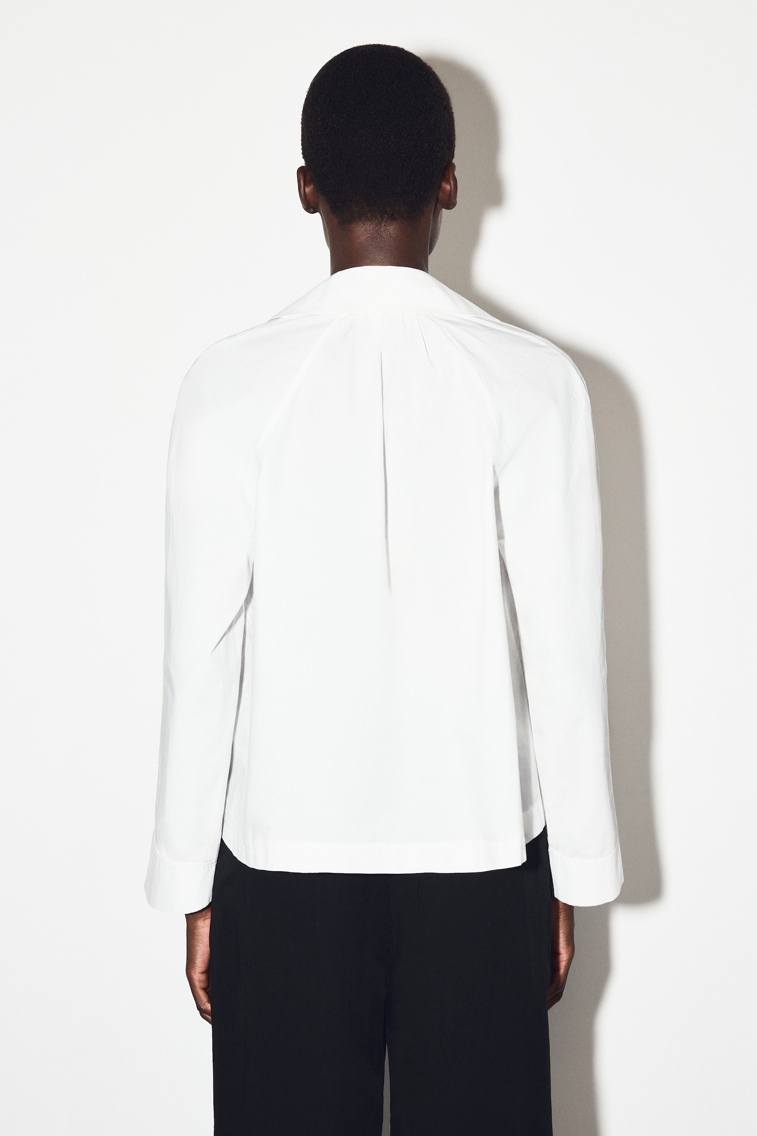 CHEMISE FRONCÉE EN COTON PIMA - BLANC/NOIR - 7