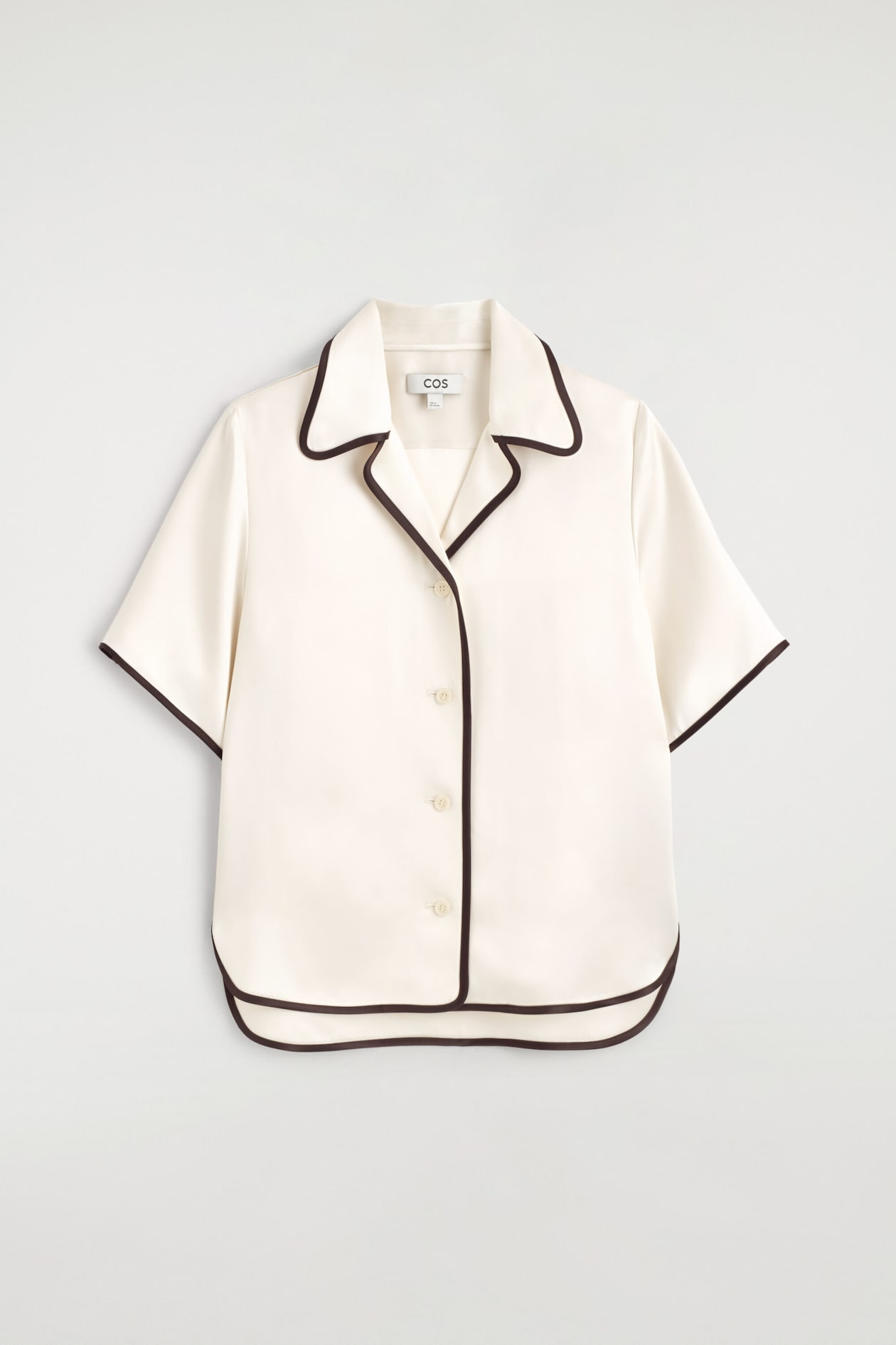 CONTRAST-PIPED SATIN SHIRT