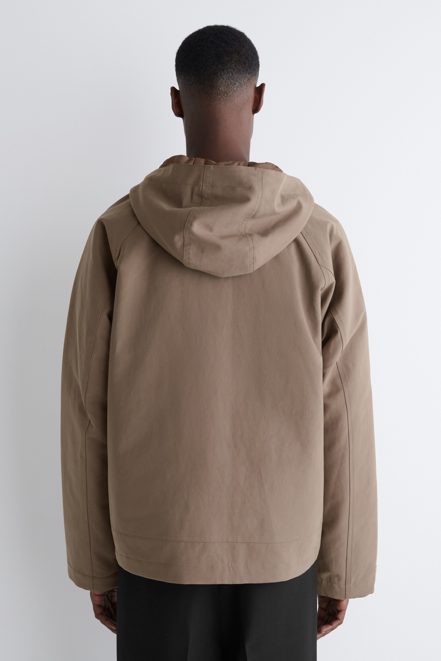 VESTE À CAPUCHE TECHNIQUE EN COTON - BRUN/VERT FONCÉ - 4