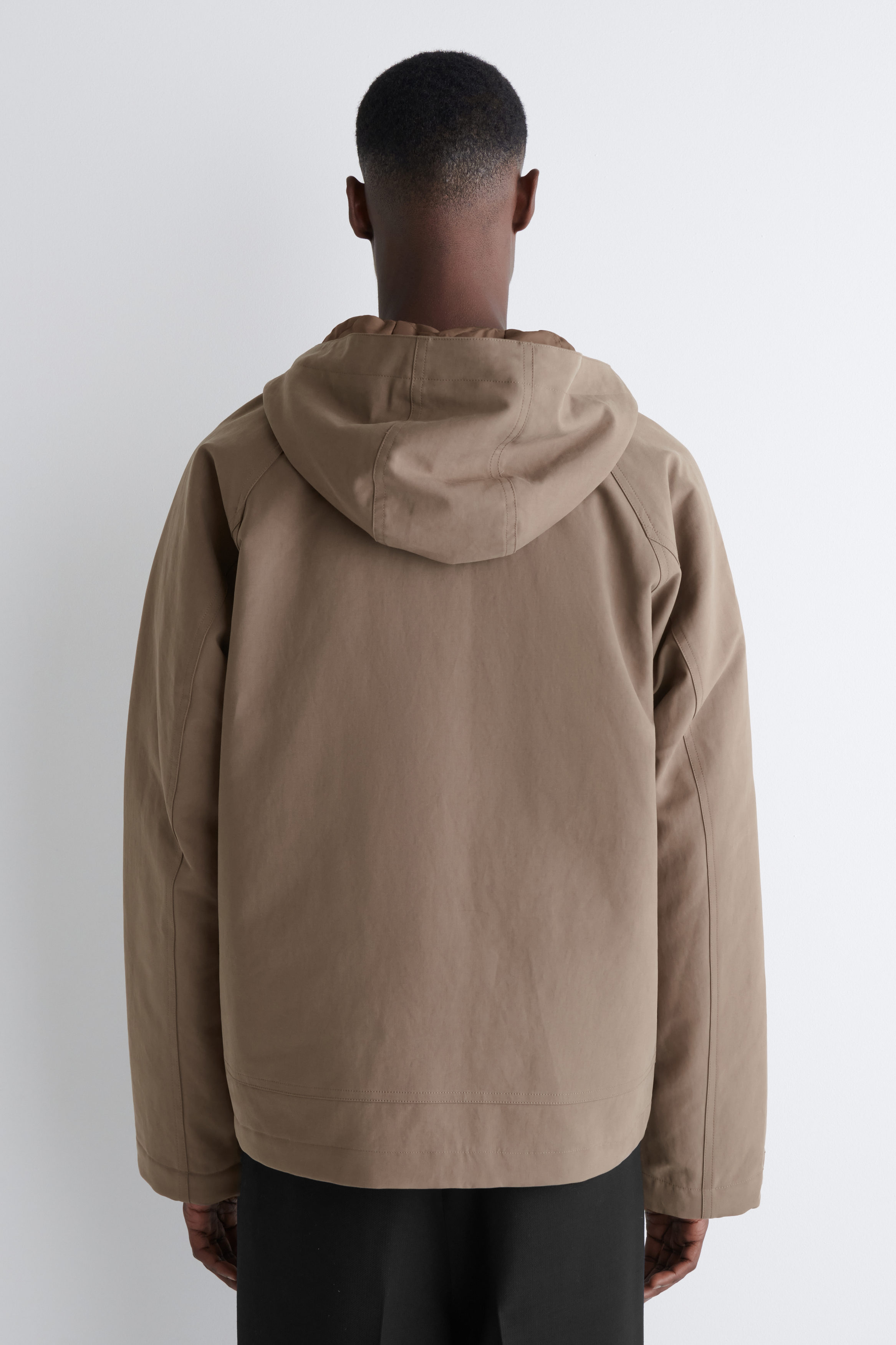 TECHNICAL COTTON HOODED JACKET - BROWN | COS