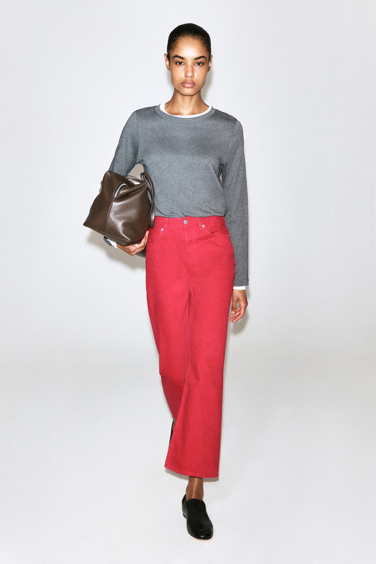 VALLEY CROPPED BOOTCUT JEANS — RED