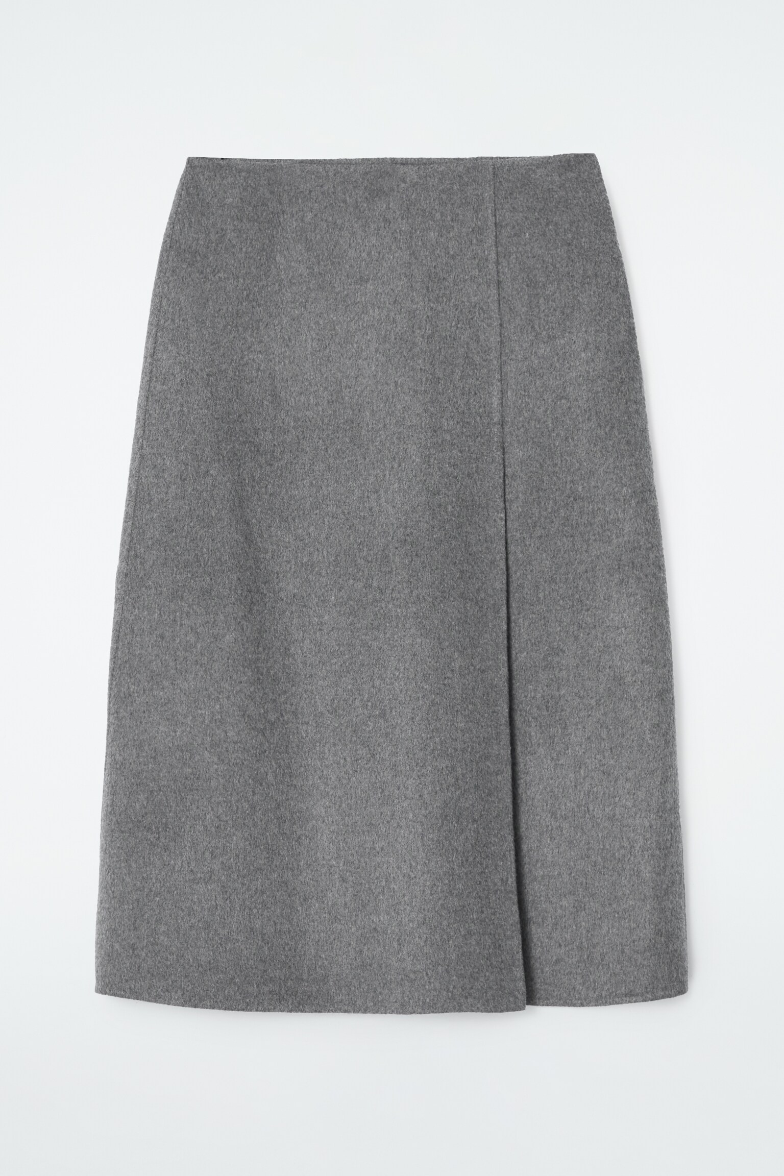 DOUBLE-FACED WOOL MIDI SKIRT - GREY