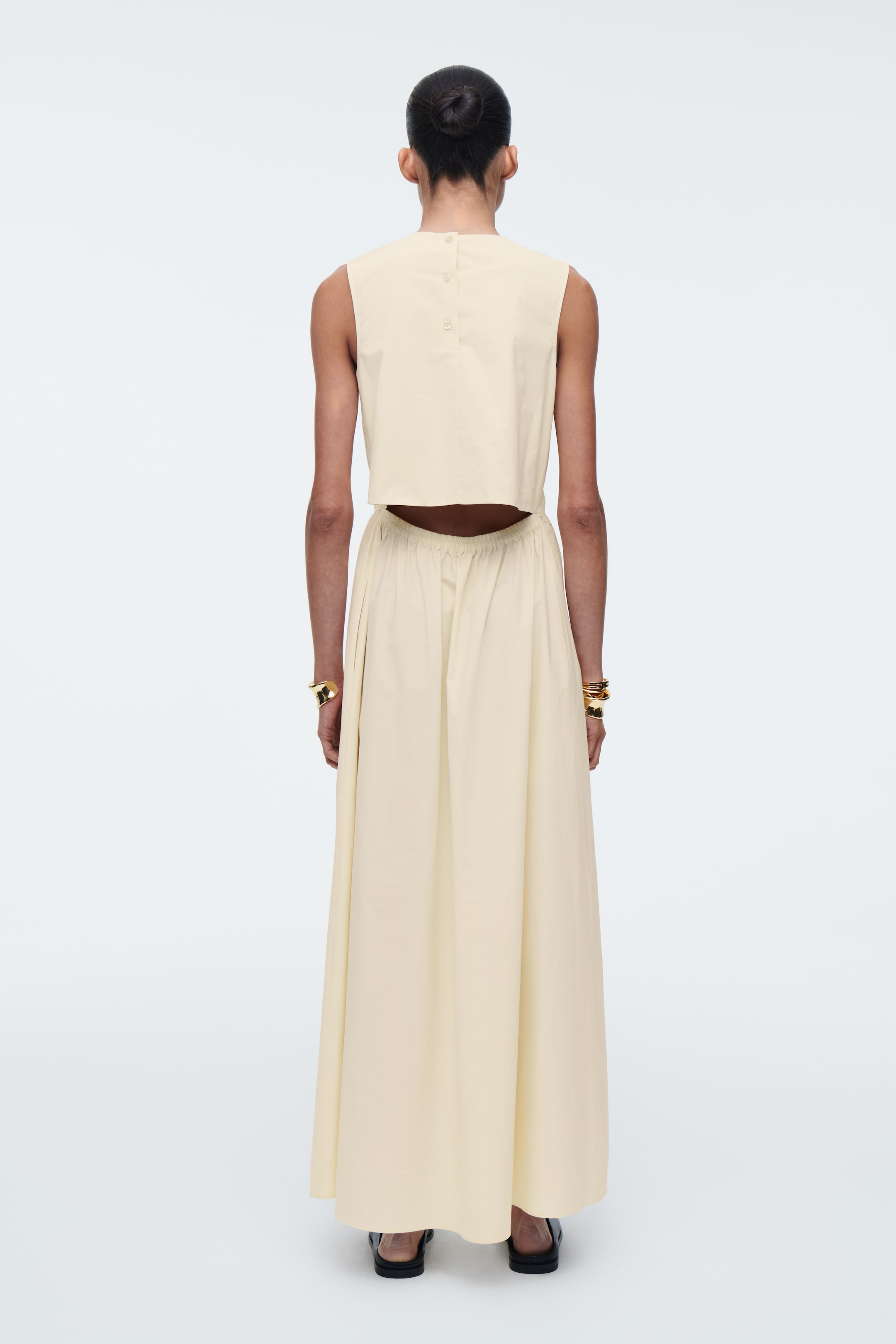 Agrandir l'image: ROBE LONGUE À DOS OUVERT EN COTON - JAUNE BEURRE - FEMME | H&M FR 3