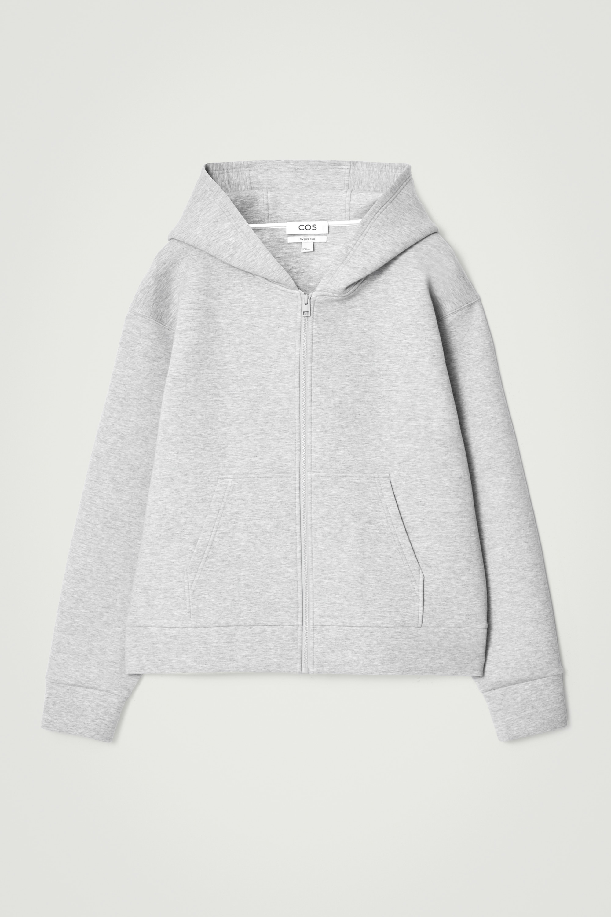 SWEAT À CAPUCHE OVERSIZE EN JERSEY DE NÉOPRÈNE - GRIS