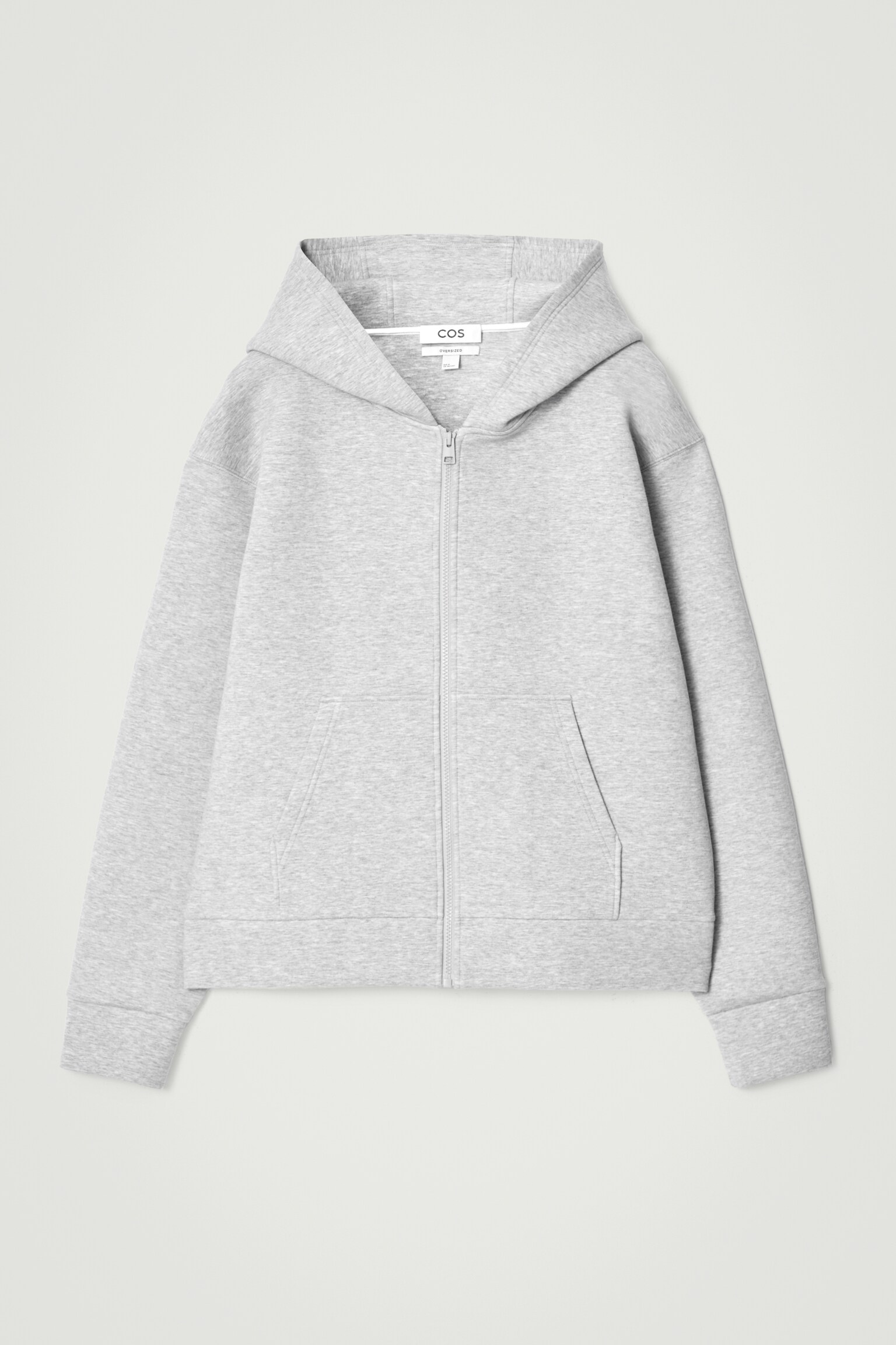 SWEAT À CAPUCHE OVERSIZE EN JERSEY DE NÉOPRÈNE - GRIS - 2