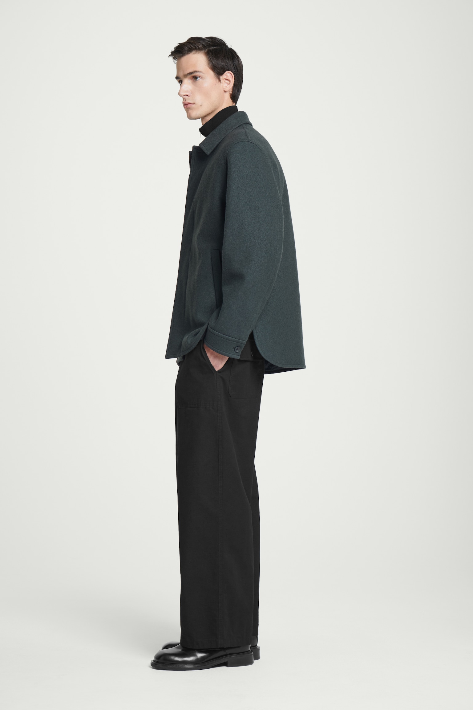 FELTED WOOL JACKET - DARK GREEN - 6