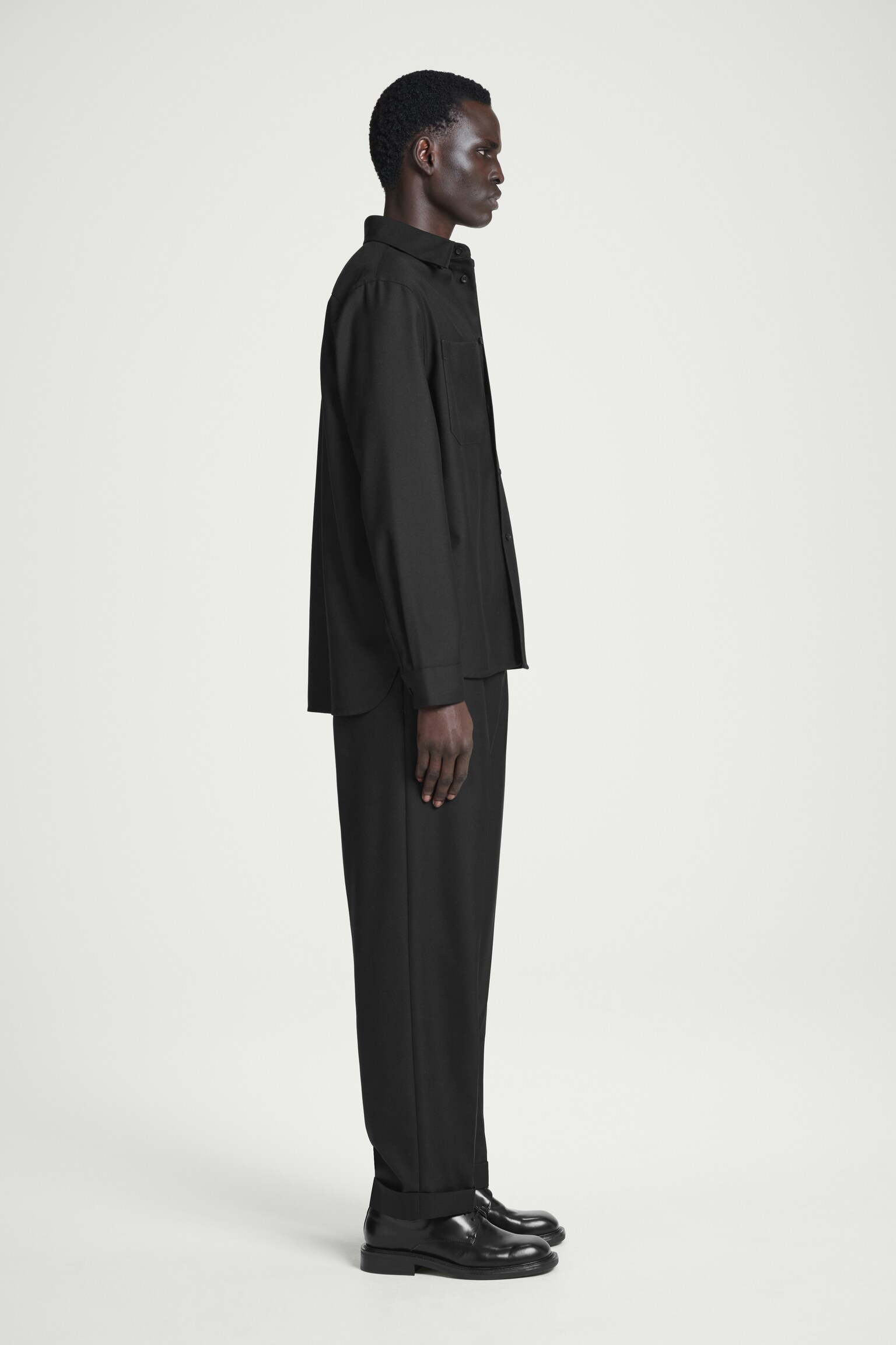 CHEMISE WORKWEAR DÉCONTRACTÉE EN LAINE MÉLANGÉE - NOIR/GRIS - 4