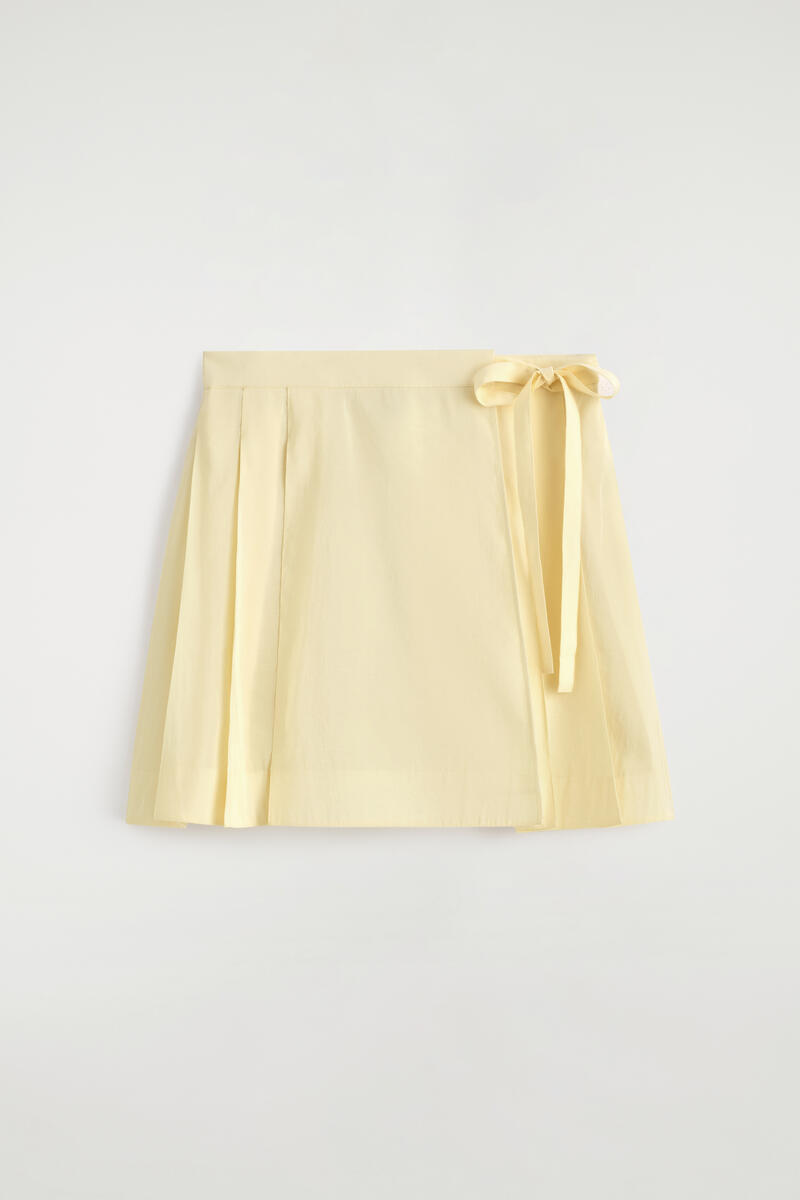 Pleated Mini Wrap Skirt