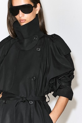 mock-NECK COTTON TRENCH COAT — BLACK 7