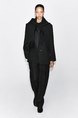 TAILORED WOOL STRAIGHT-LEG PANTS — CARBON 2