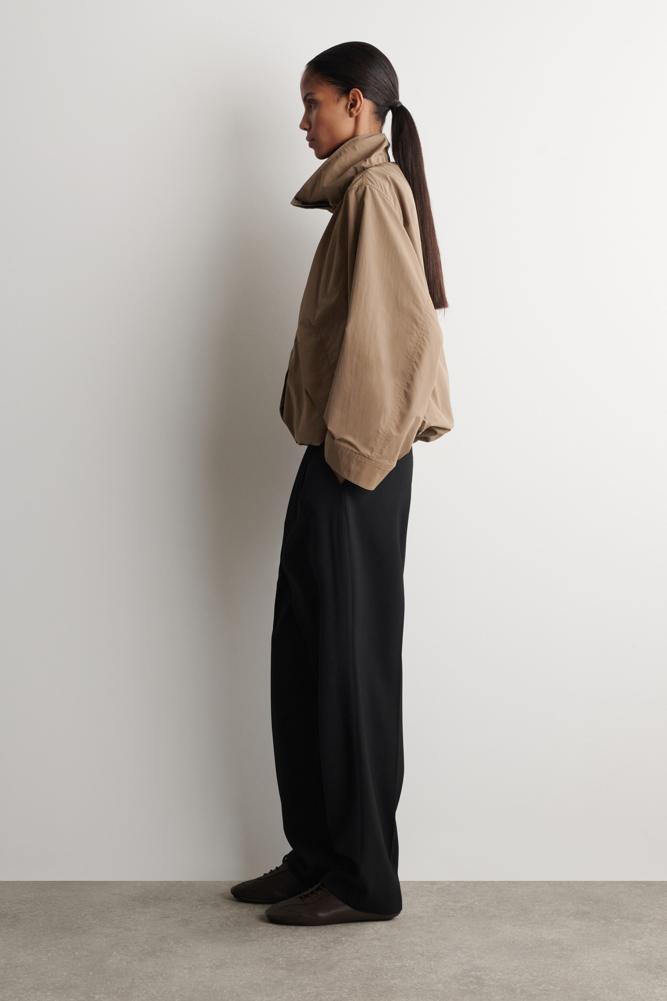 NYLON mock-NECK JACKET - BEIGE | COS US