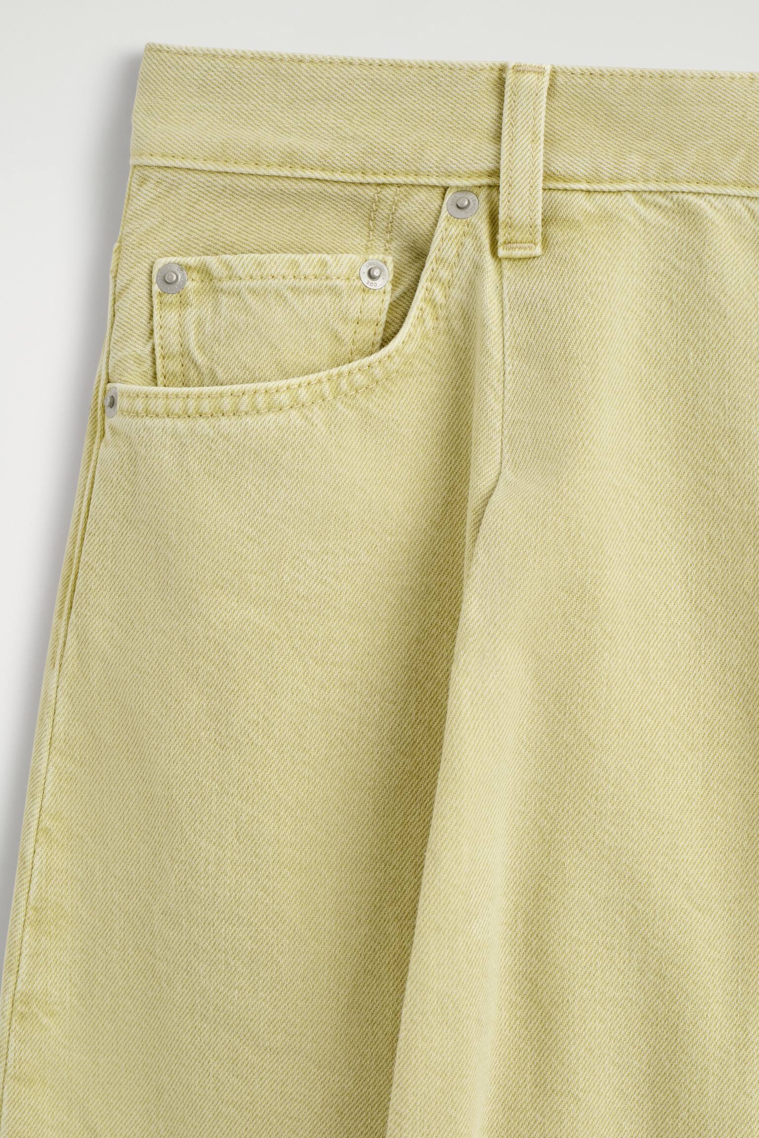 ג'ינס טווין עם רגל רחבה - צהוב חמאה/בז' בהיר/כחול כהה - 4