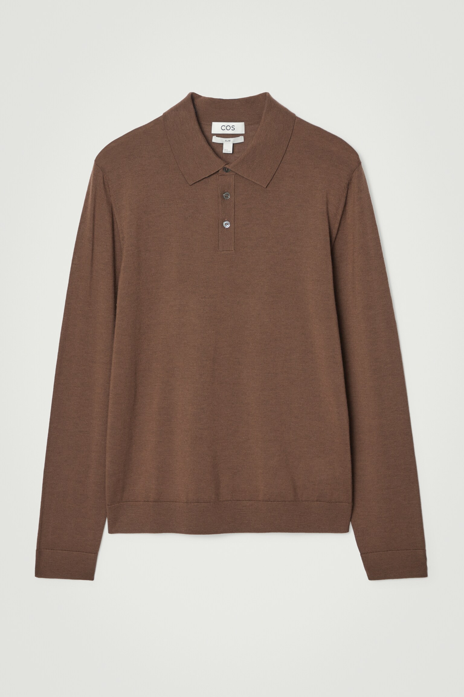 SLIM MERINO WOOL POLO SHIRT - BROWN/NAVY/BLACK/BURGUNDY