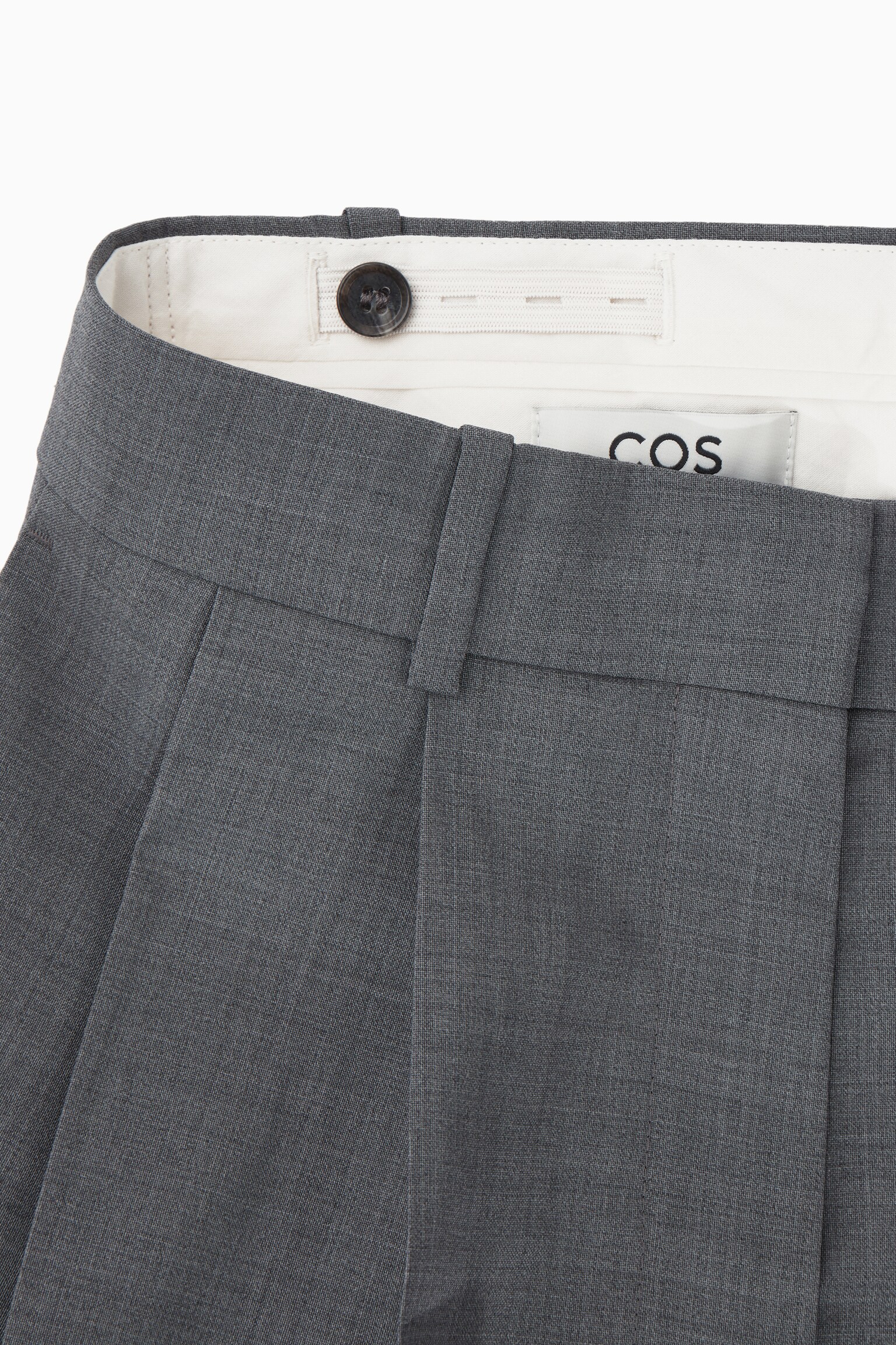 RELAXED TAILORED WOOL WIDE-LEG TROUSERS - GREY MÉLANGE - 3