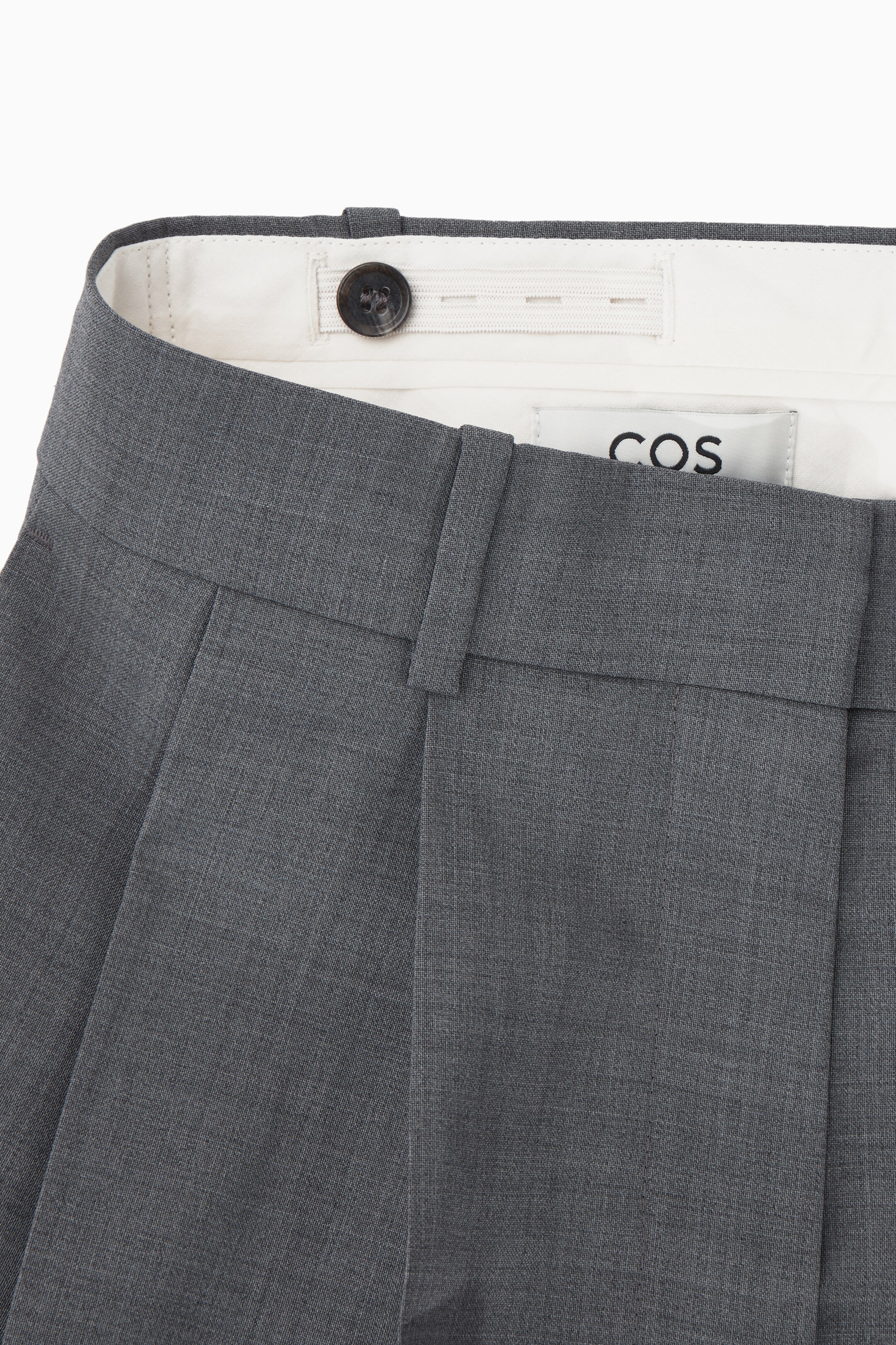 View larger image: RELAXED TAILORED WOOL WIDE-LEG TROUSERS - GREY MÉLANGE - Ladies | H&M GB 2