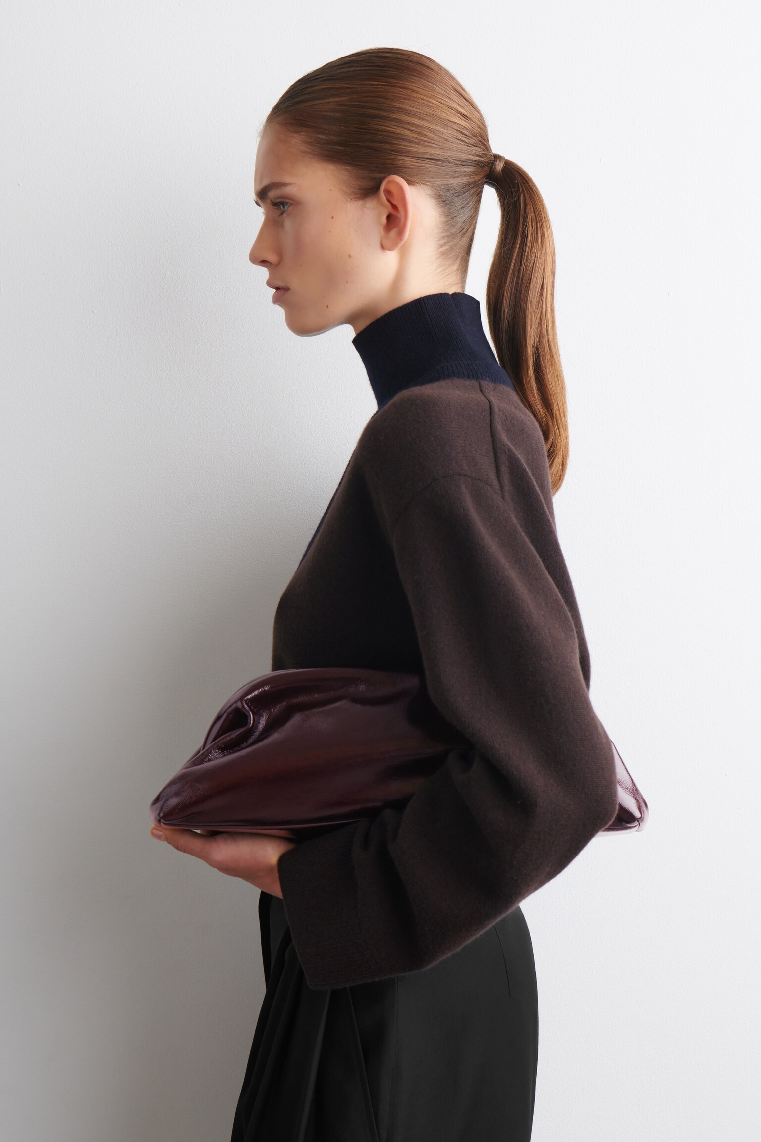 תיק קלאץ' אינגוט - עור - חום - 2