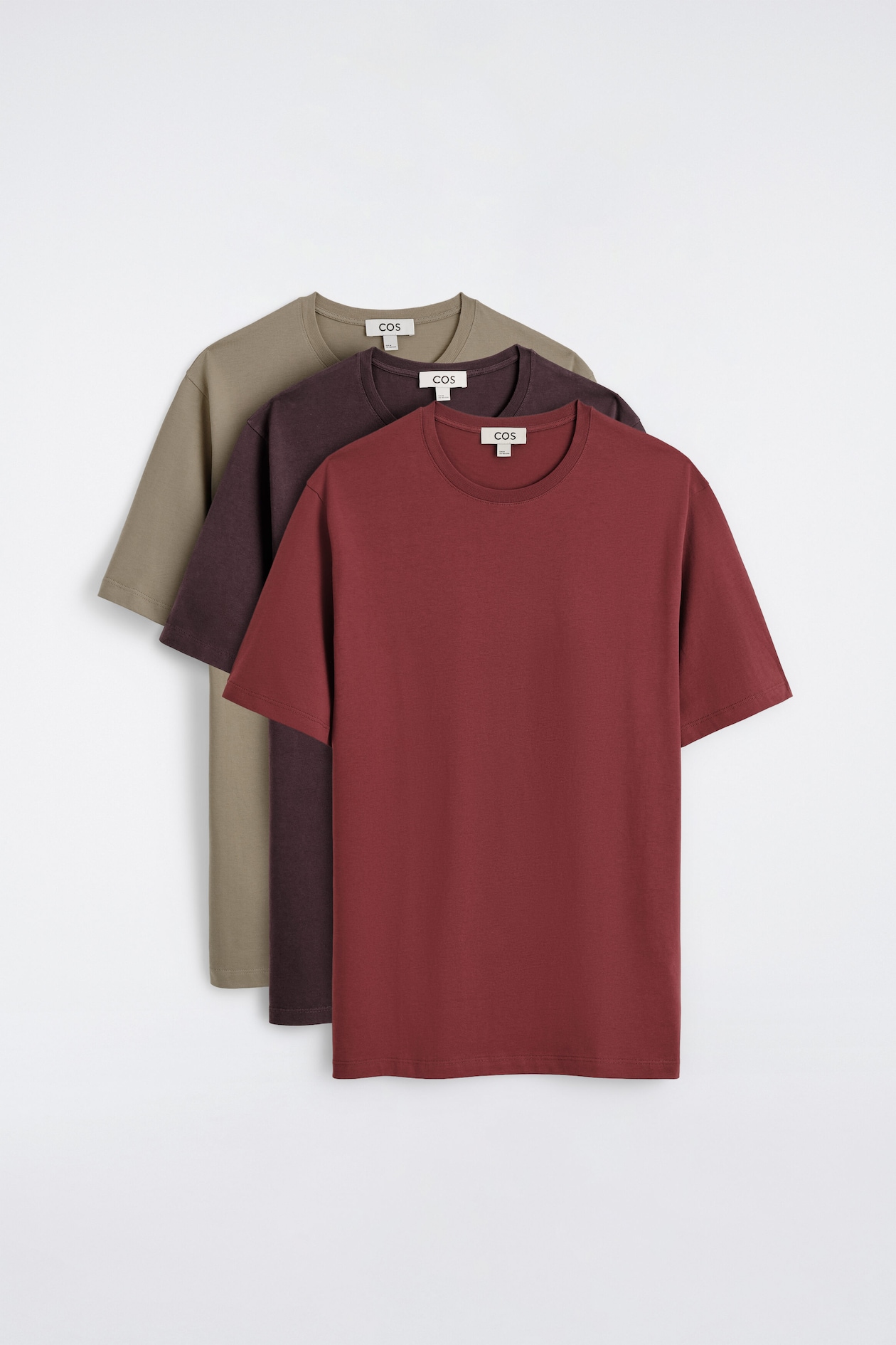 3-PACK COTTON CREW-NECK T-SHIRTS — BURGUNDY