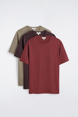 3-PACK COTTON CREW-NECK T-SHIRTS — BURGUNDY 2