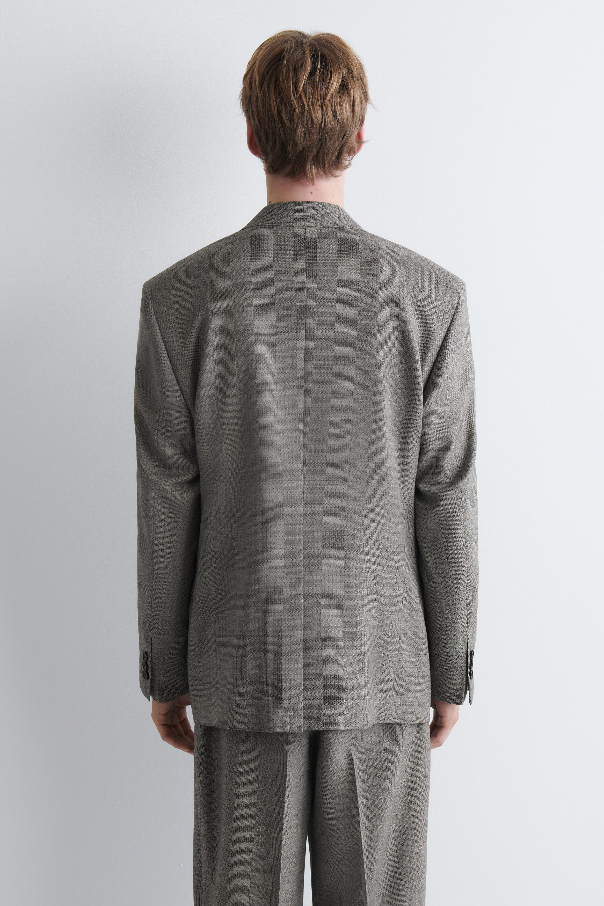 CHECKED TEXTURED-WOOL BLAZER - thumbnail 4