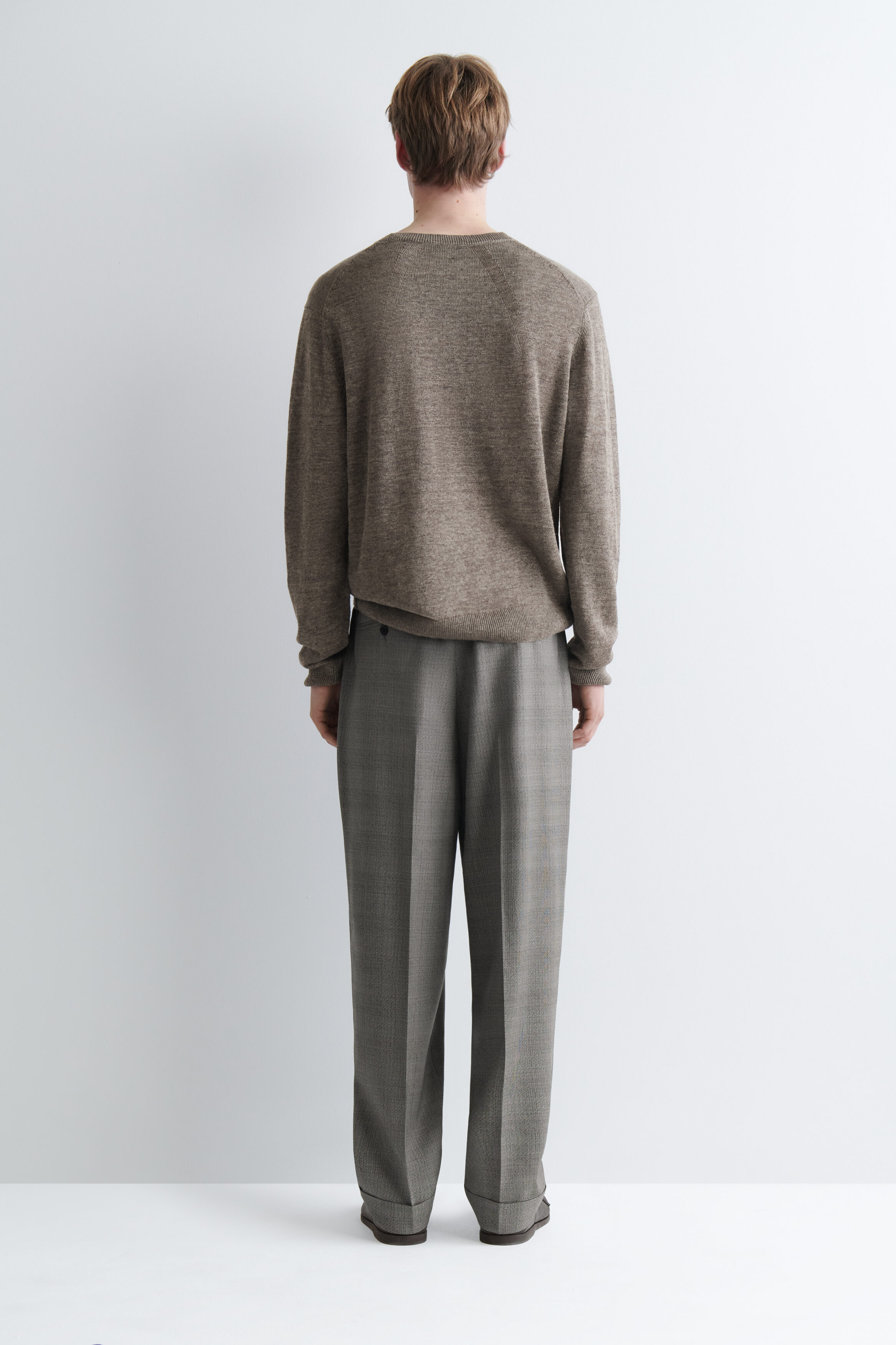 CHECKED TEXTURED-WOOL RELAXED-FIT TAPERED PANTS - thumbnail 6