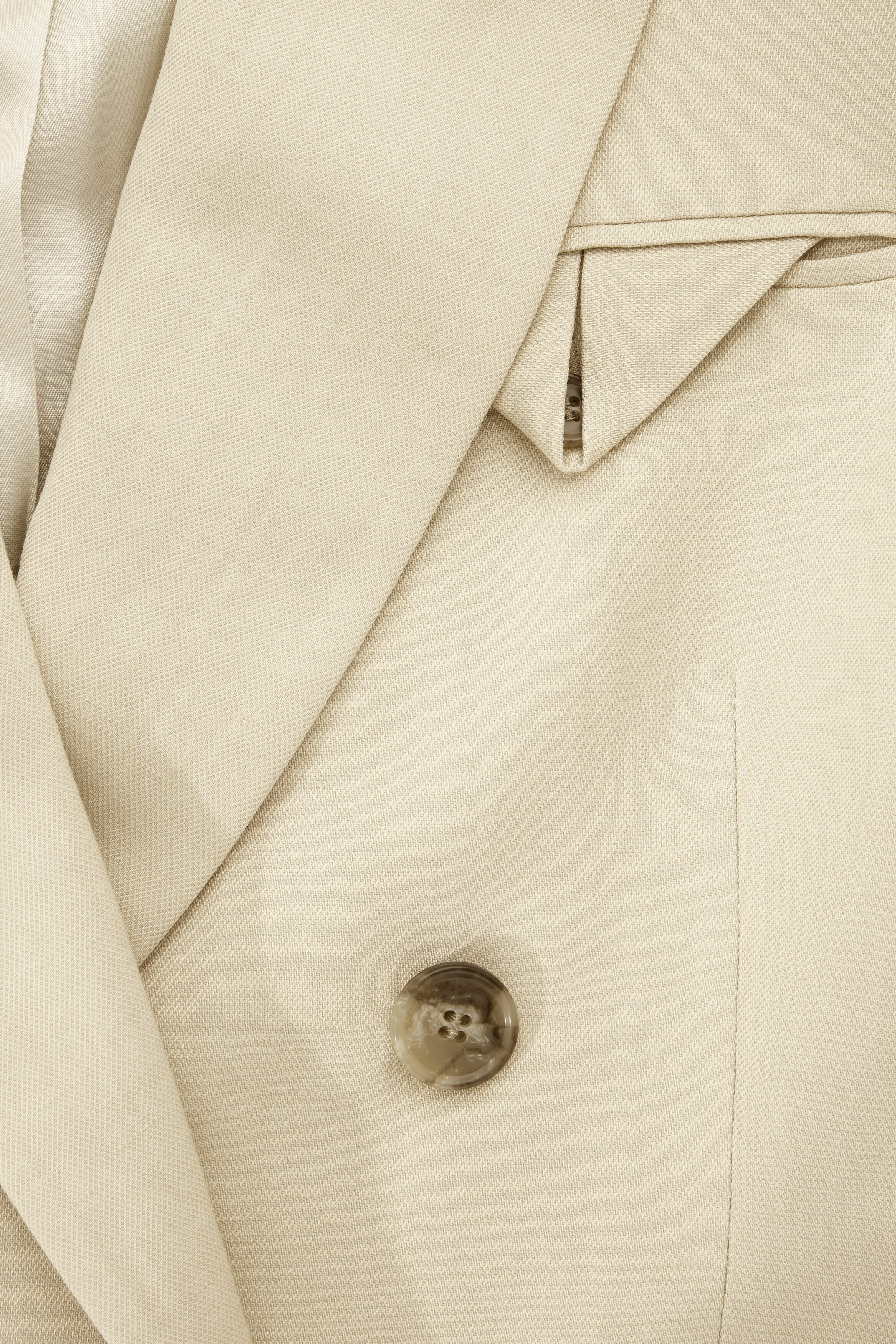 DOUBLE-BREASTED CROPPED LINEN-BLEND BLAZER - LIGHT BEIGE | COS