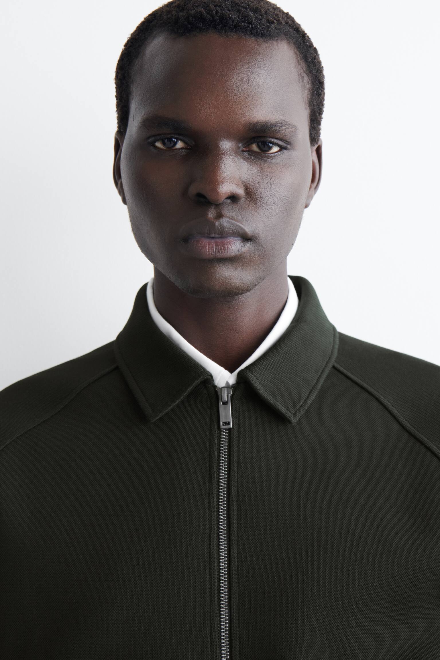 COTTON-JERSEY BOMBER JACKET - ירוק כהה/כחול כהה - 4