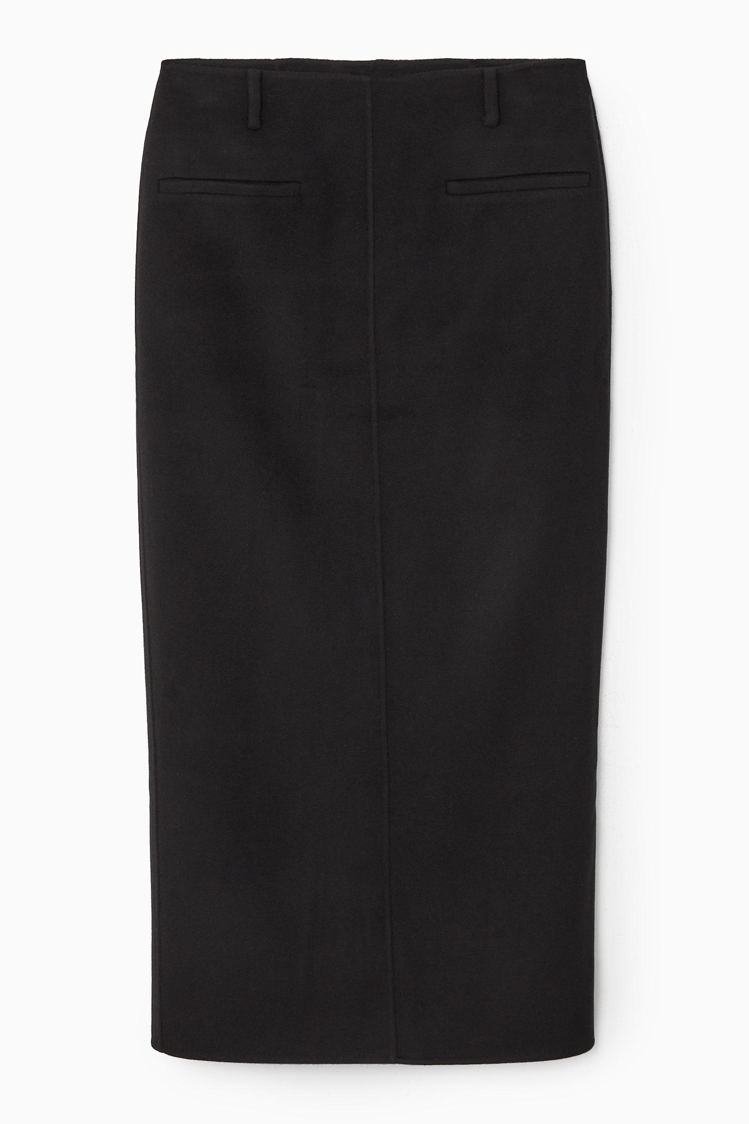DOUBLE-FACED WOOL COLUMN MAXI SKIRT - BLACK