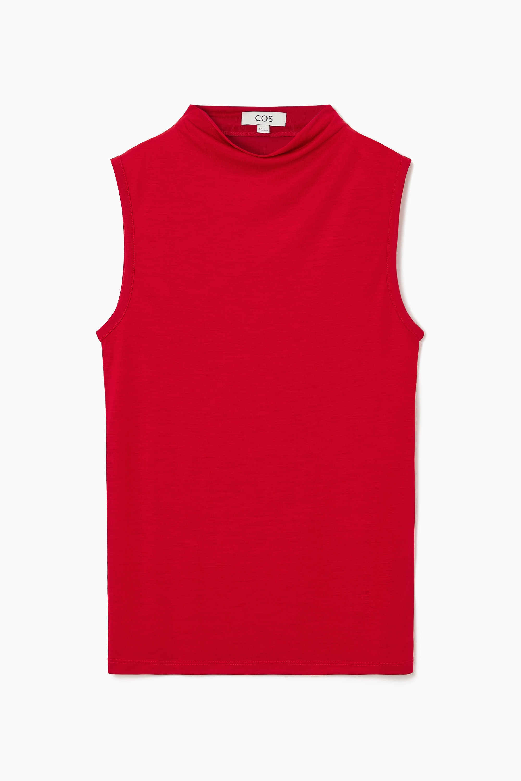 その他 TEN HIGH NECK WOOL RED L Merino Cropped Turtleneck Top in Regenerative Wool | EILEEN