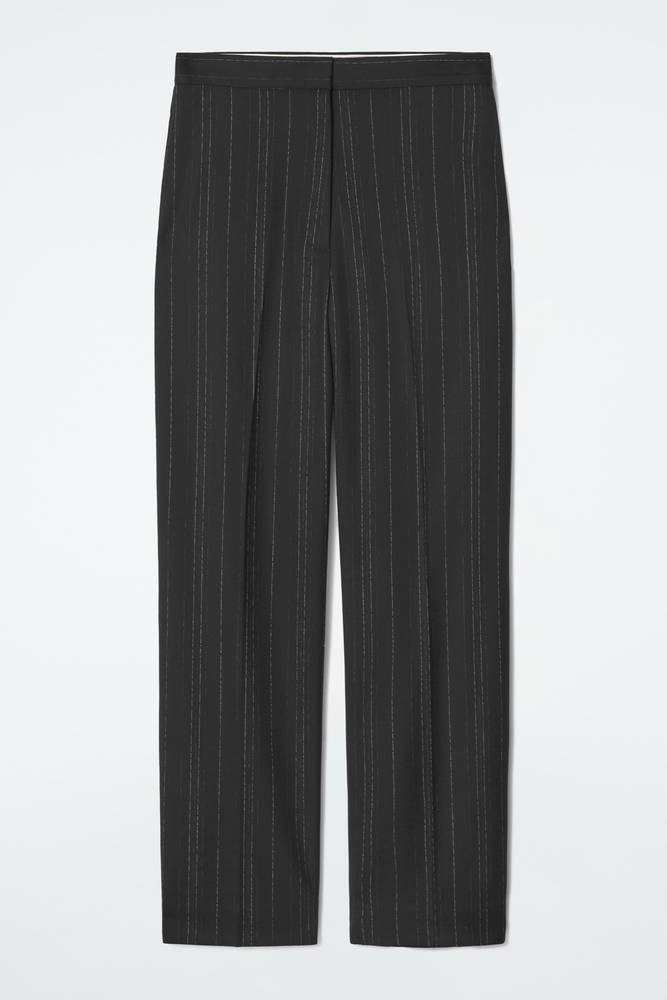 Ingrandisci l'immagine: RELAXED PINSTRIPED BARREL-LEG TROUSERS - BLACK / PINSTRIPED - DONNA | H&M CH 1